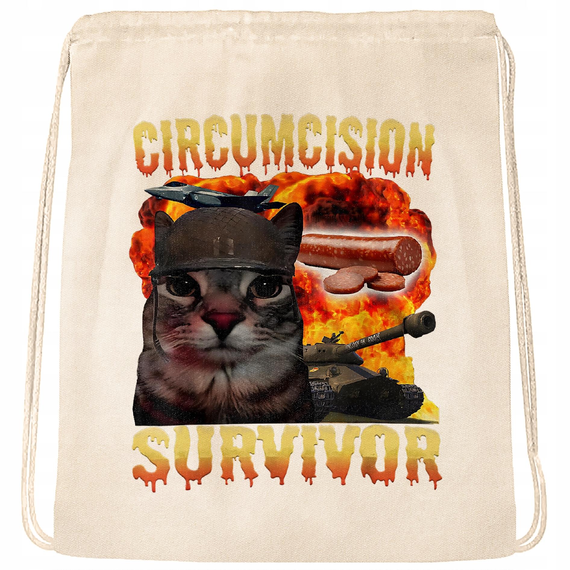 Plecak bawełniany Circumcision Survivor viral tiktok brainrot