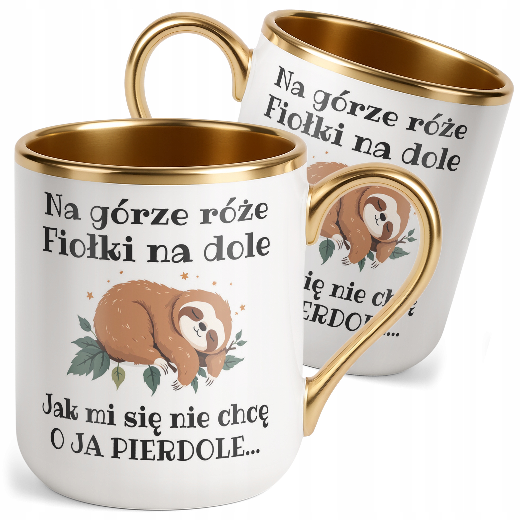 Kubek Premium Złoty Jak Mi Się Nie Chcę Śmieszny Zabawny Prezent
