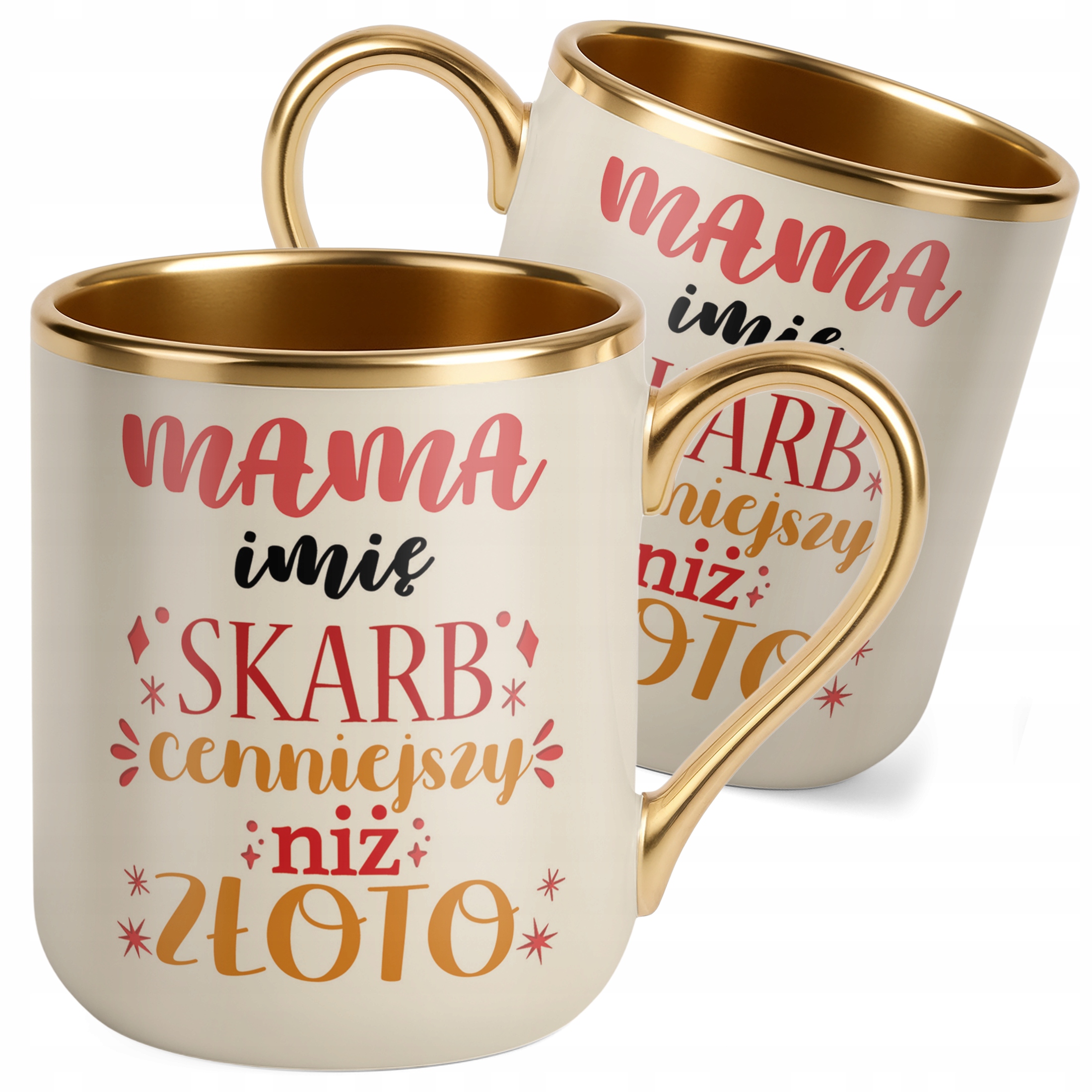 Kubek Premium Złoty Ecru Personalizowany Dzień Matki Dla Mamy