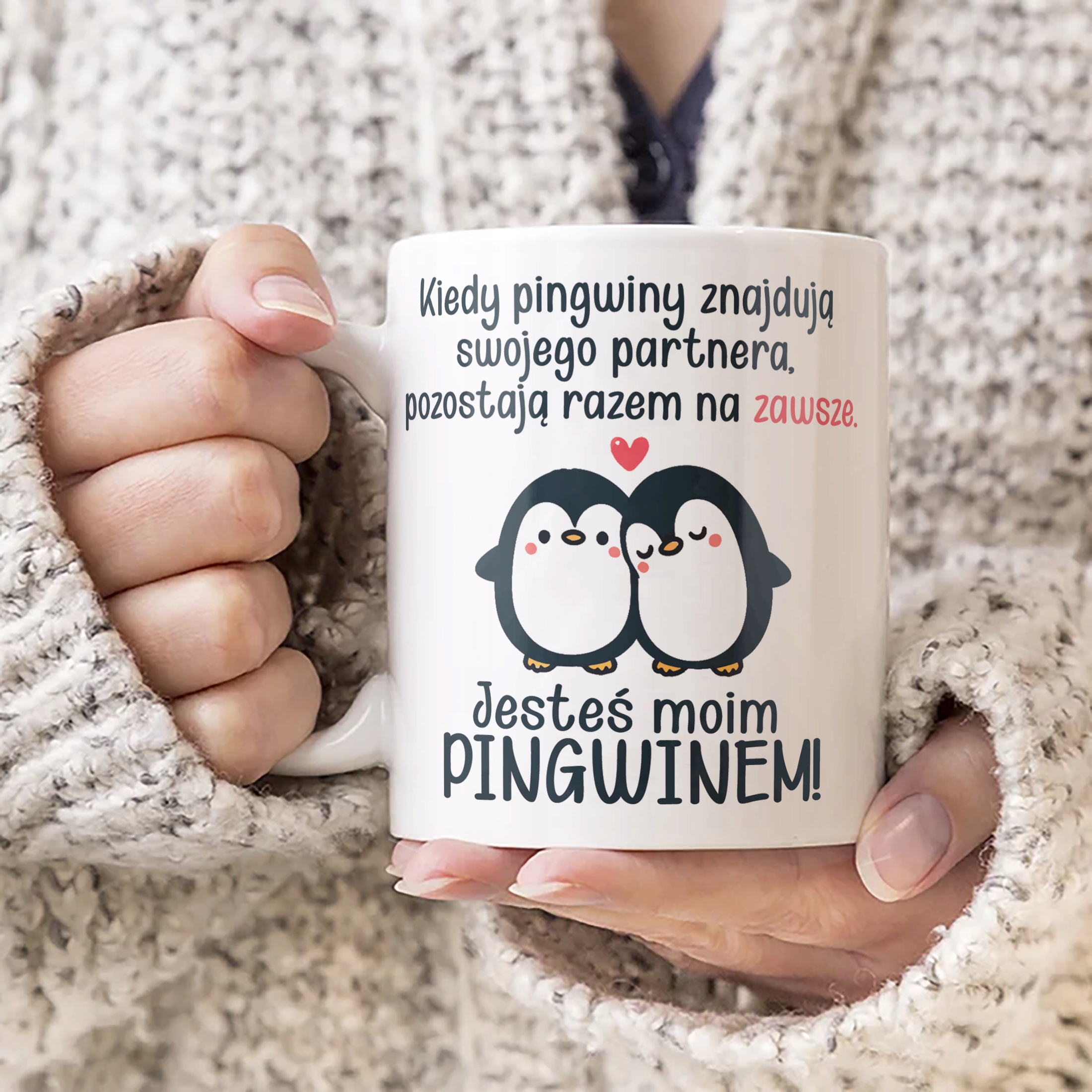 Kubek walentynkowy na Walentynki Jesteś Moim Pingwinem Prezent Upominek