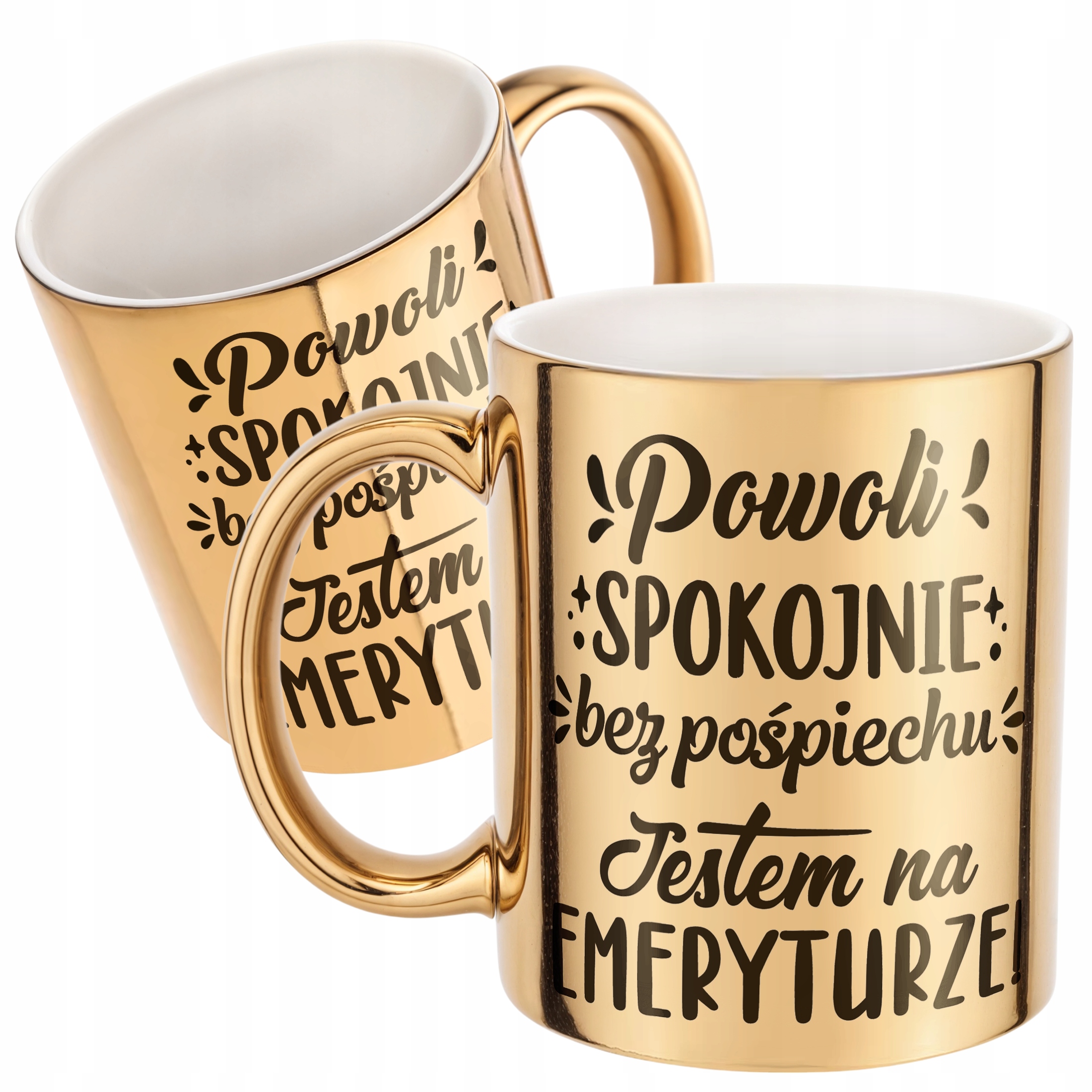 Złoty Kubek ceramiczny z okazji Emerytury Dla Emeryta Emerytki Prezent