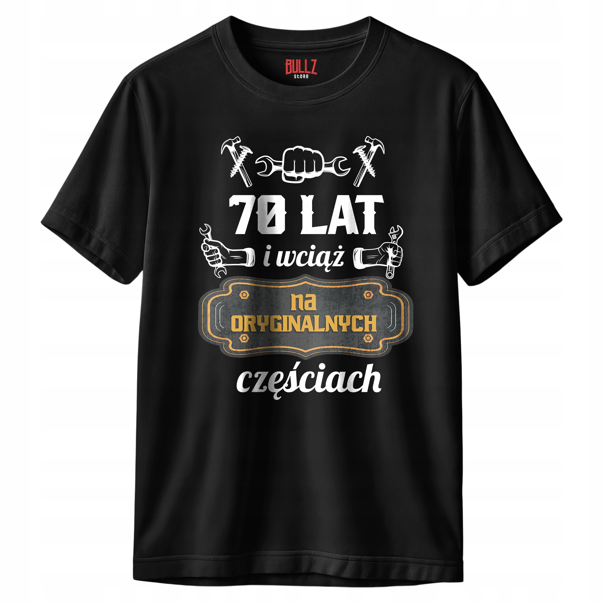 Koszulka czarna męska 70 Urodziny Wciąż Na Oryginalnych Częściach