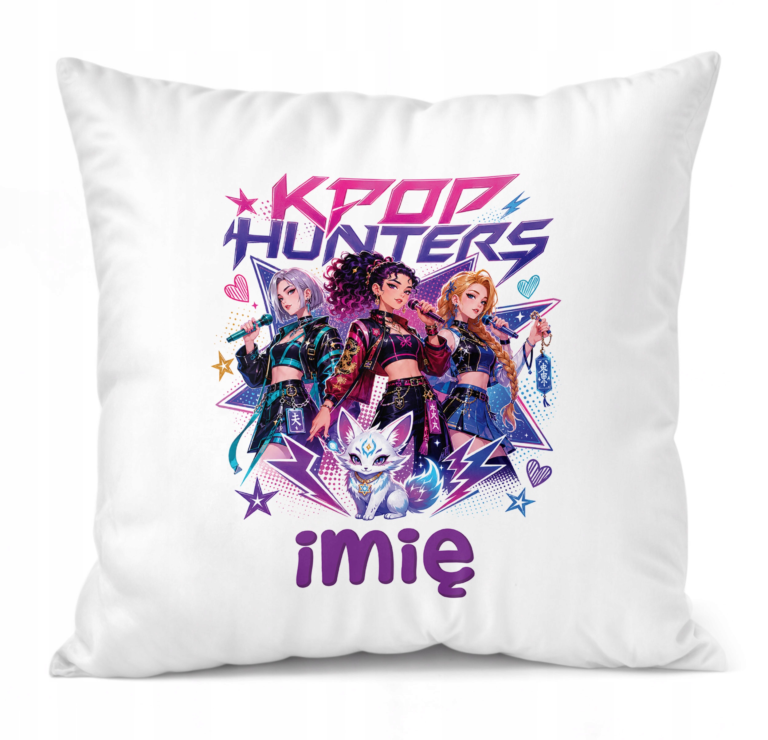 Zestaw Personalizowany Kubek Czarny Poduszka Łowczynie Kpop Prezent