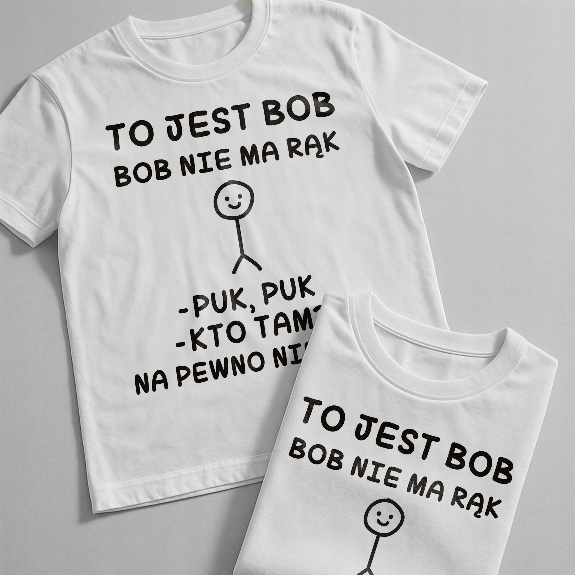 Koszulka biała męska To Jest Bob Nie Ma Rąk Zabawny Prezent