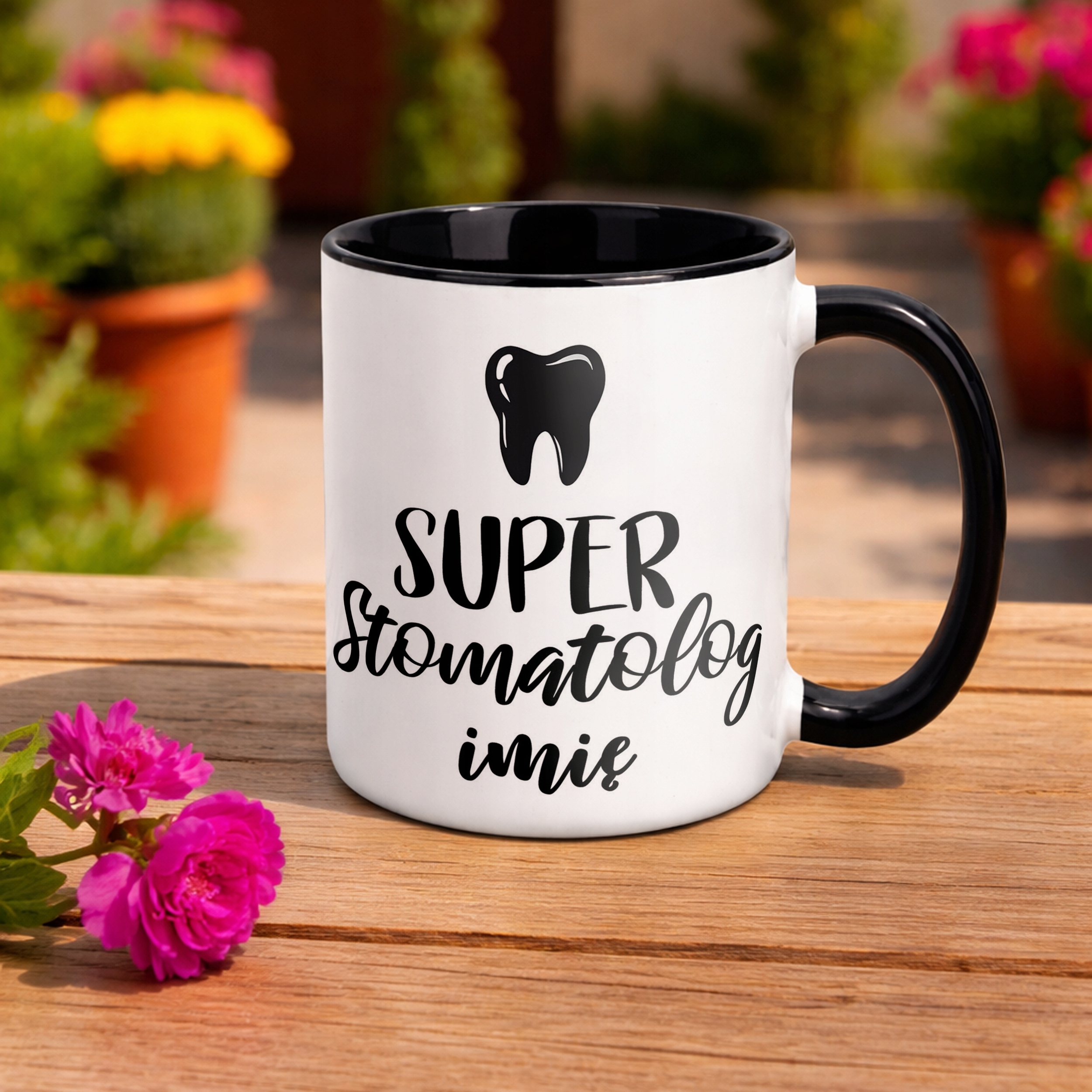 Kubek Czarny Personalizowany Super Stomatolog Prezent Upominek