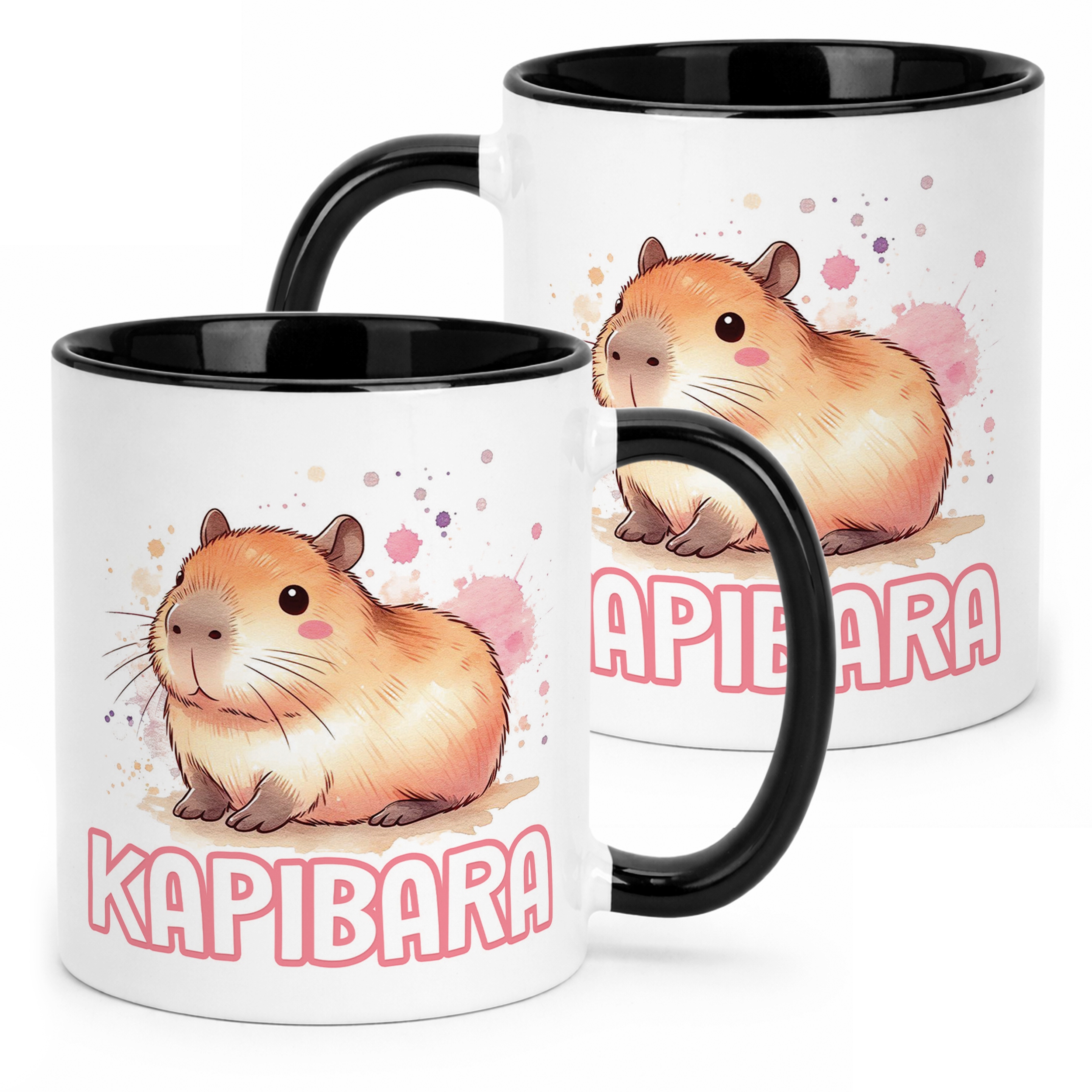 Kubek Czarny Kapibara Capybara Zwierzak Słodki Dla Dzieci Prezent