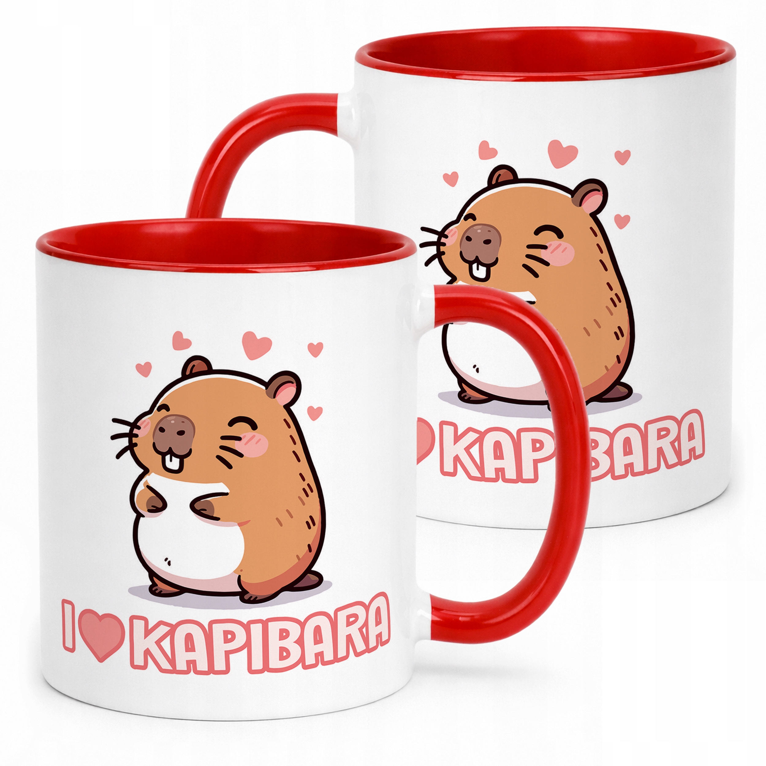 Kubek Czerwony Kapibara Capybara Zwierzak Słodki Dla Dzieci Prezent