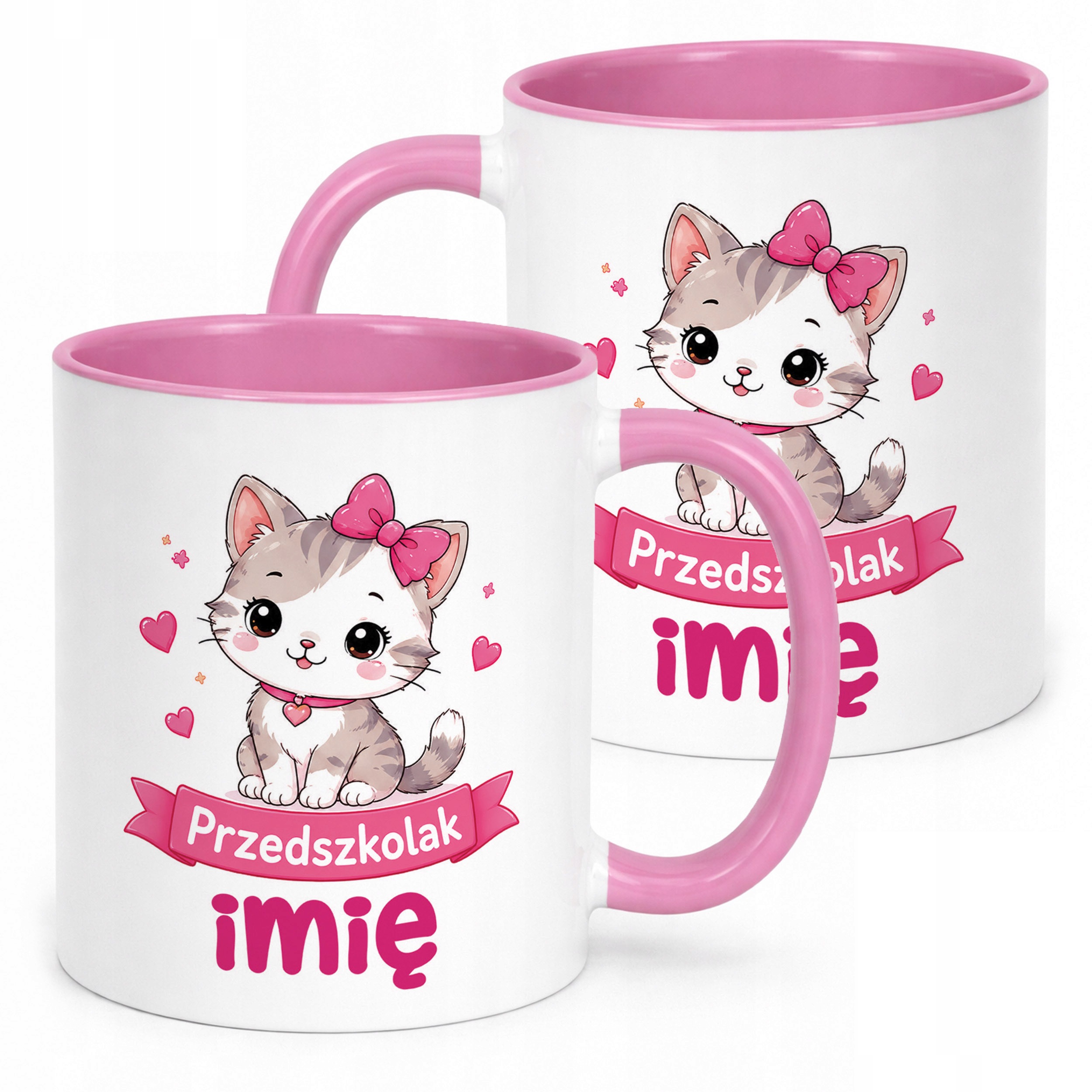 Kubek Różowy z nadrukiem personalizowany Przedszkolak Szkoła Dla Dzieci