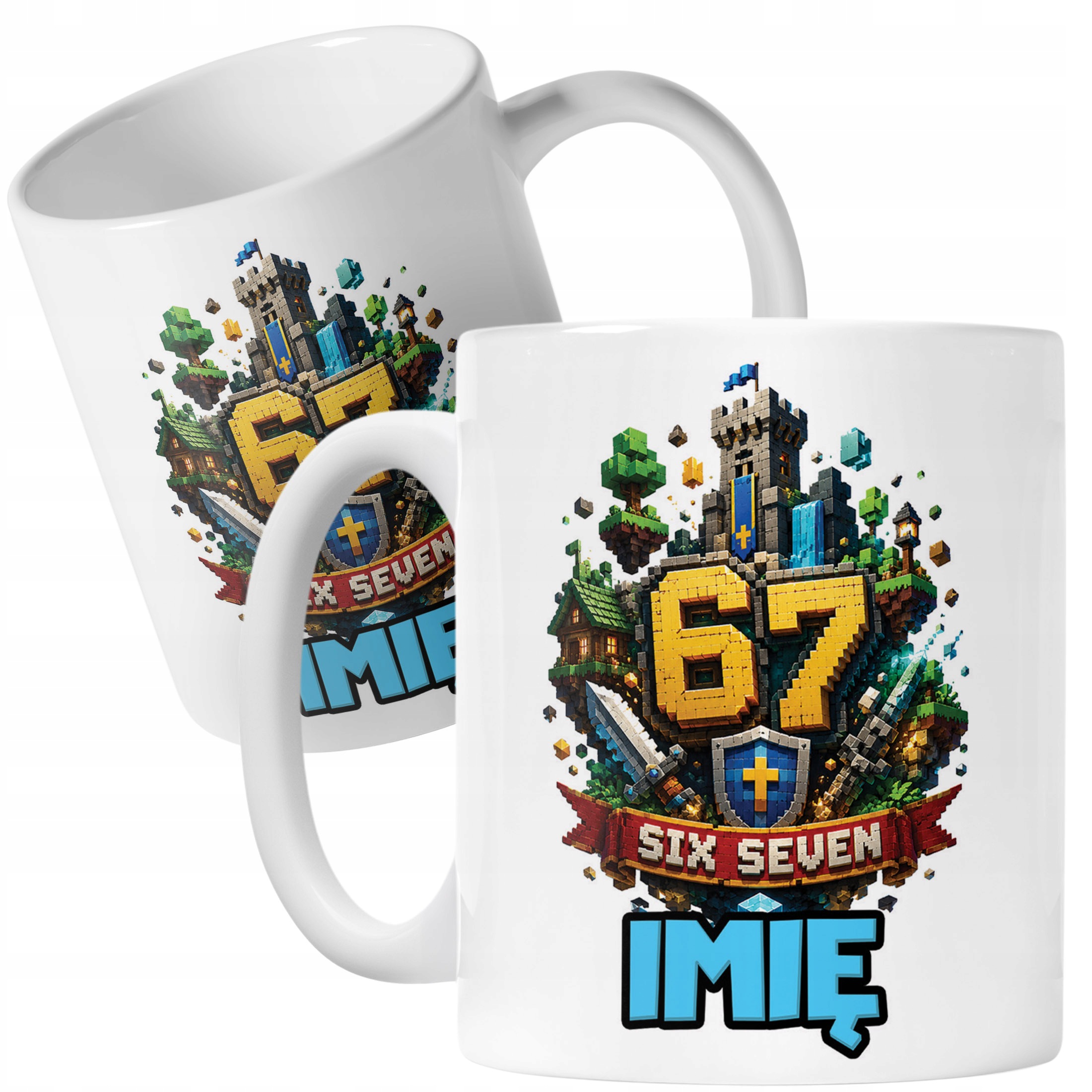 Biały Kubek z nadrukiem personalizowany SIX SEVEN Dla Dzieci Prezent