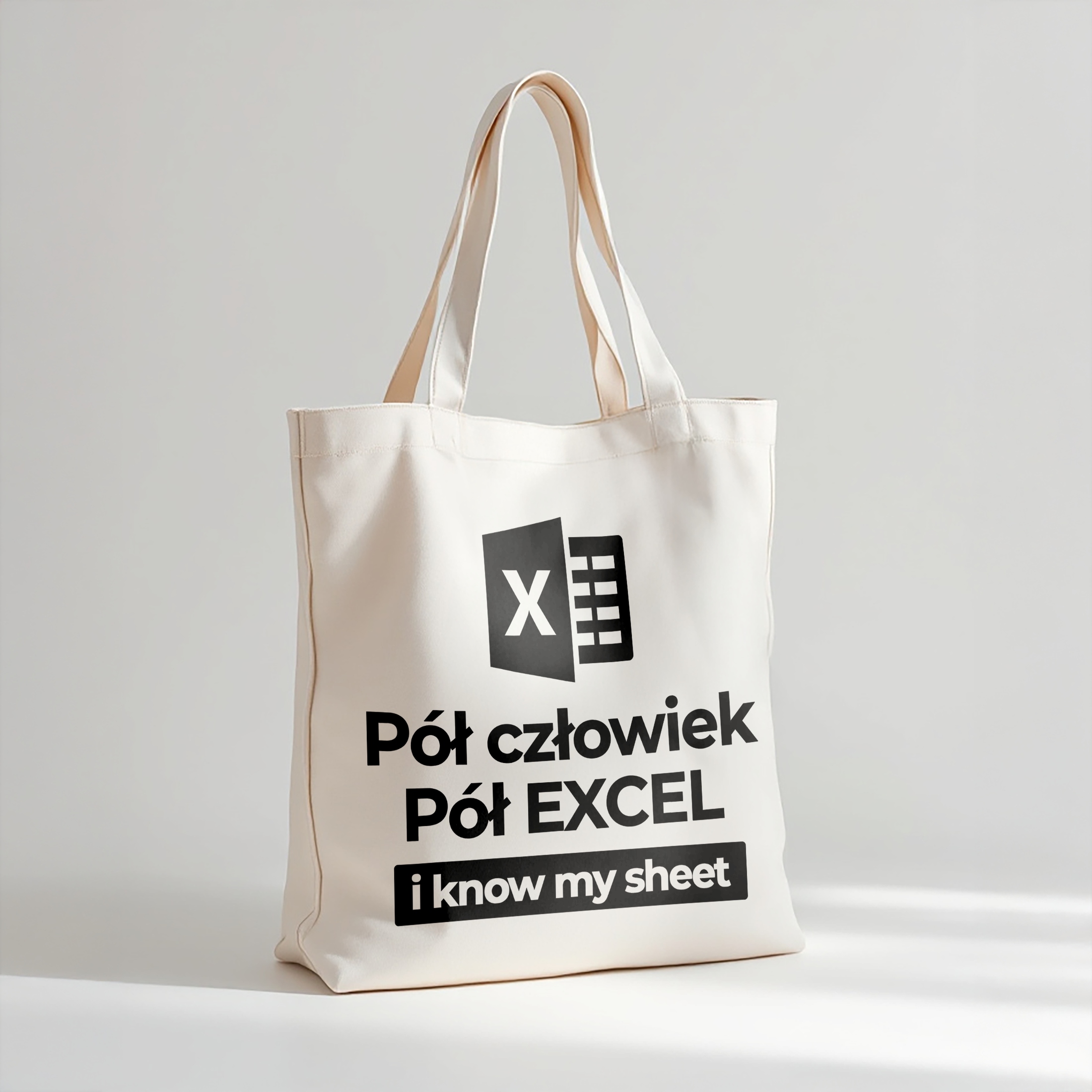Torba bawełniana premium Pół Człowiek Pół Excel Zabawny Prezent