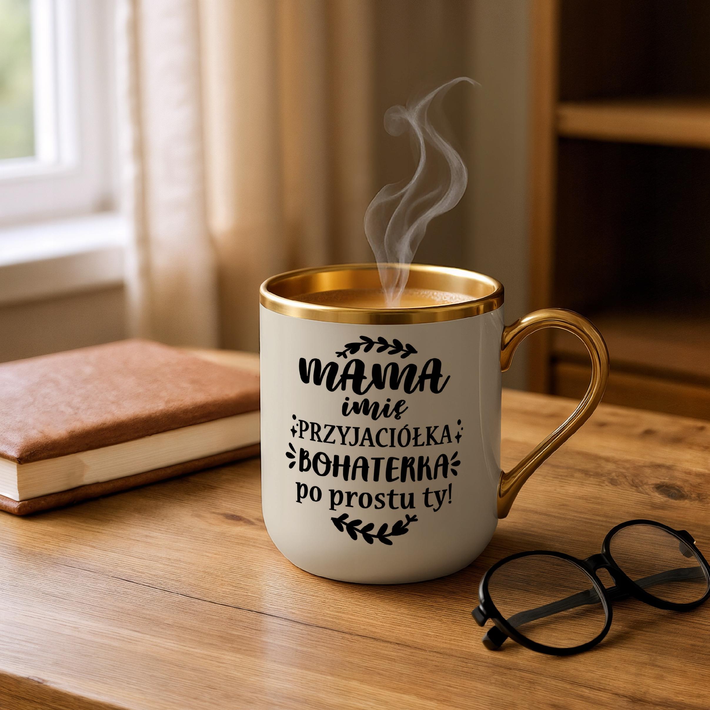 Kubek Premium Złoty Ecru Personalizowany Dzień Matki Dla Mamy