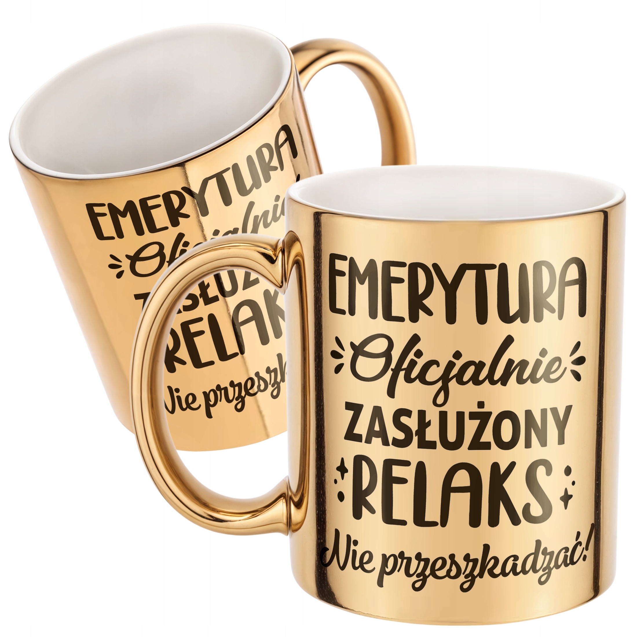 Złoty Kubek ceramiczny z okazji Emerytury Dla Emeryta Emerytki Prezent