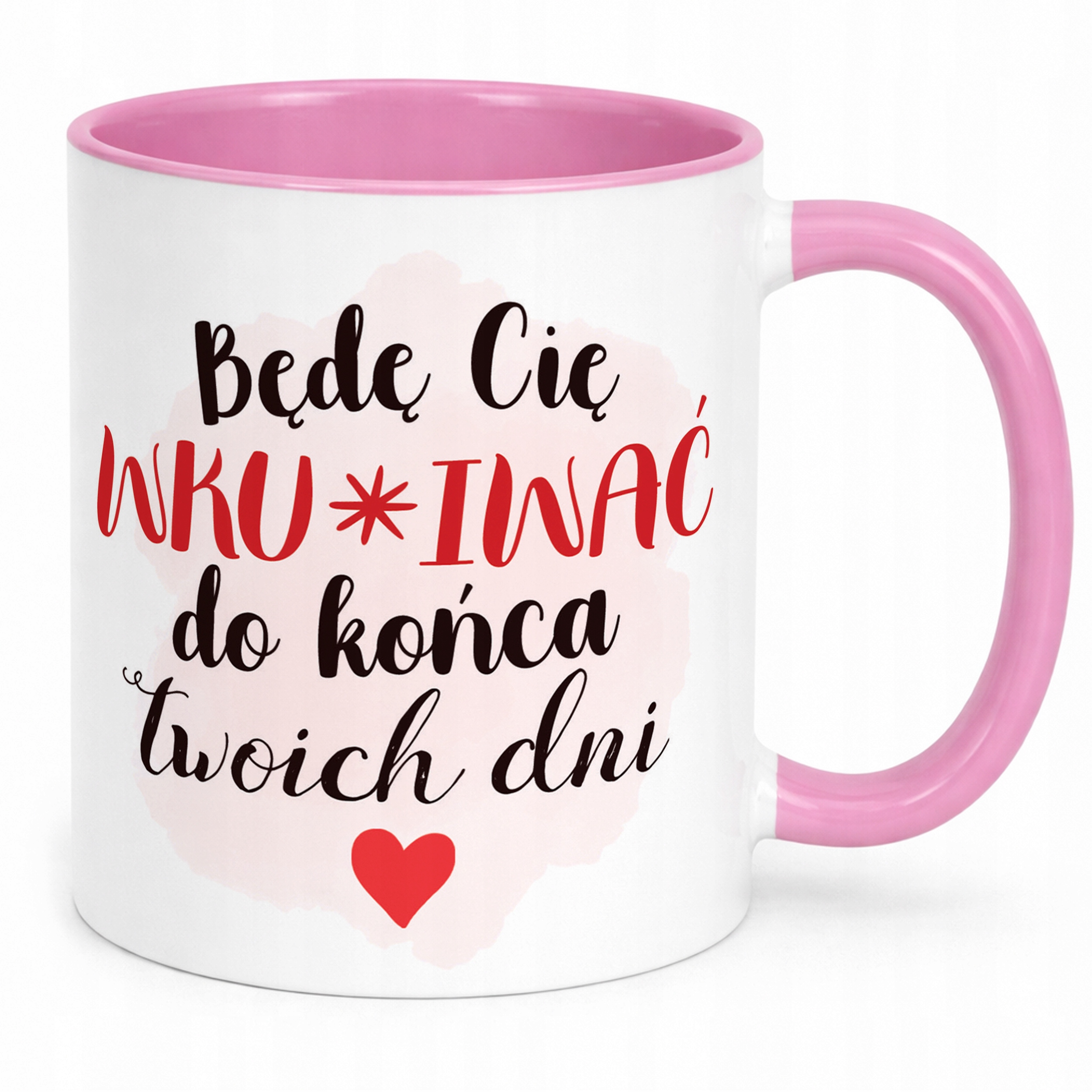 Kubek Różowy Z Własnym Zdjęciem Serce Walentynki Prezent Upominek