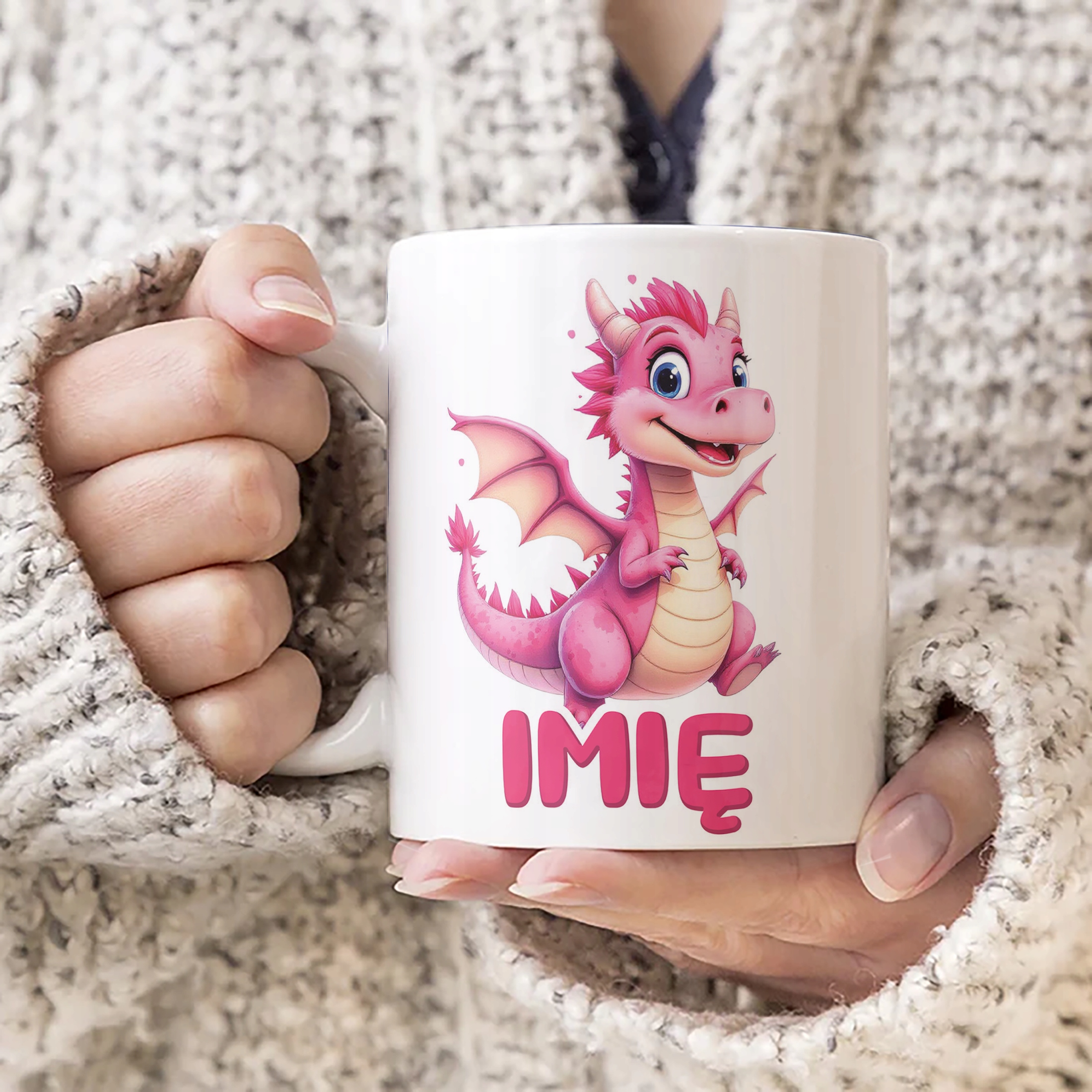 Kubek ceramiczny personalizowany Smok Zwierzak Słodki Dla Dzieci