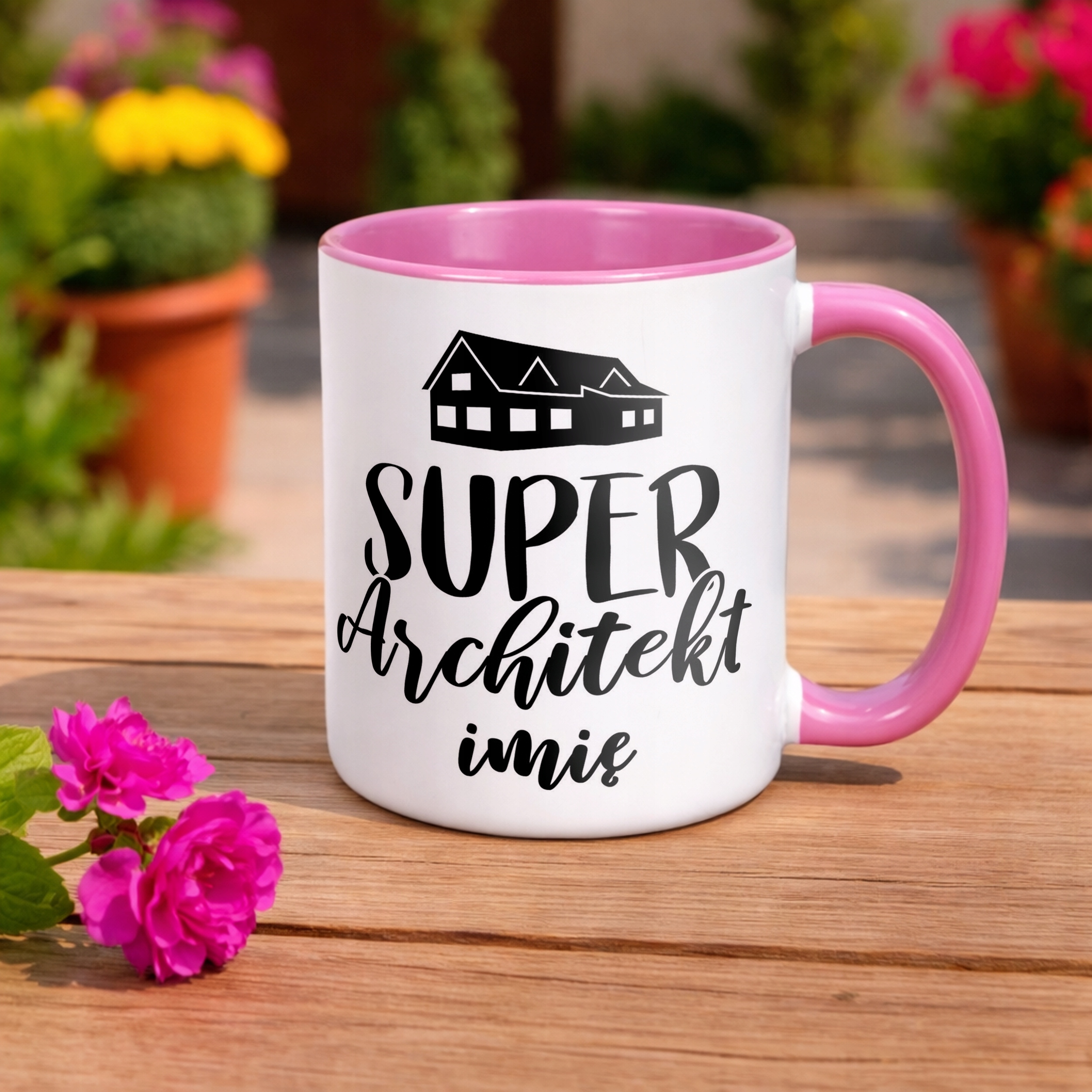 Kubek Różowy Personalizowany Super Architekt Prezent Upominek