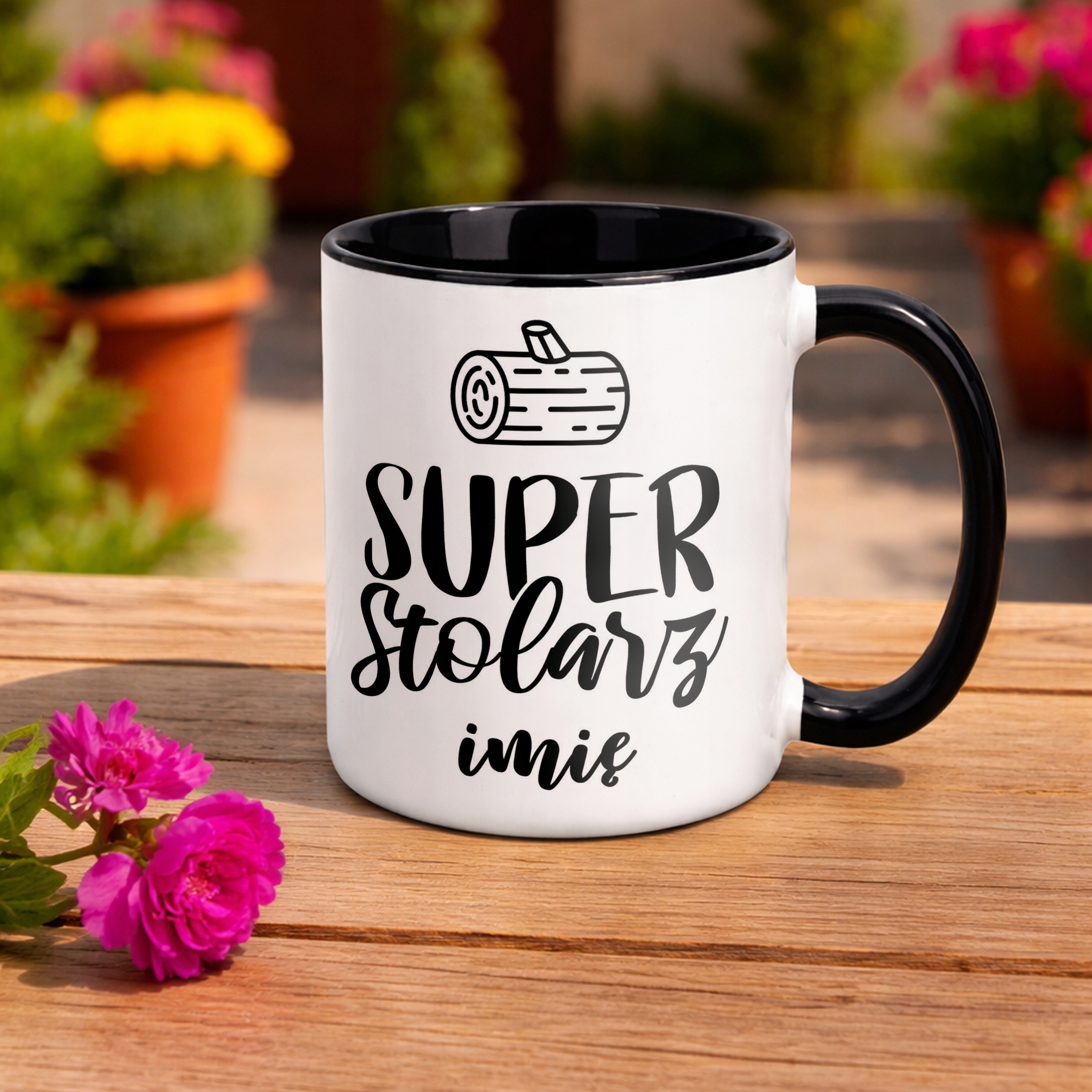 Kubek Czarny Personalizowany Super Stolarz Prezent Upominek