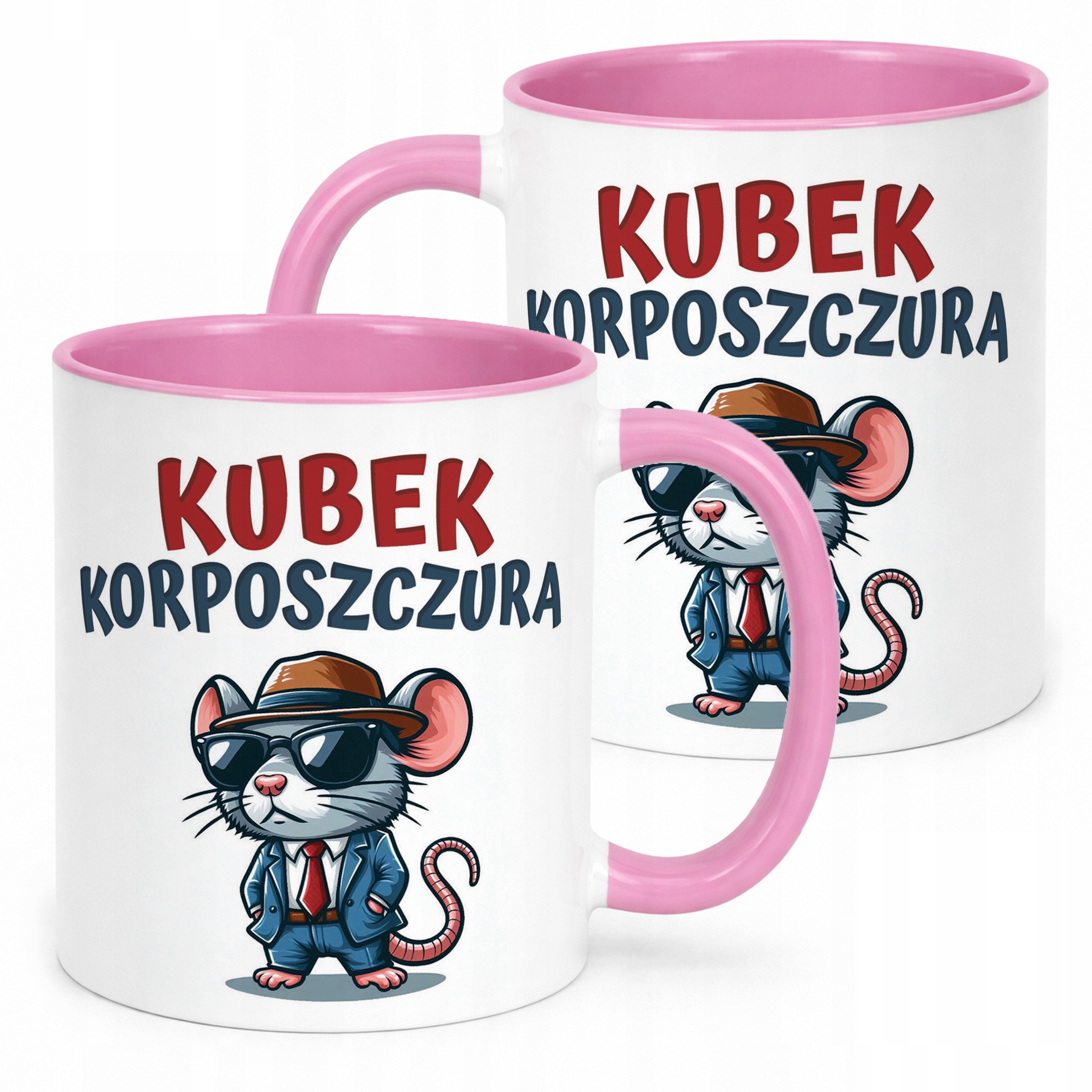 Kubek Różowy Kubek Korposzczura Praca Korporacja Zabawny Prezent