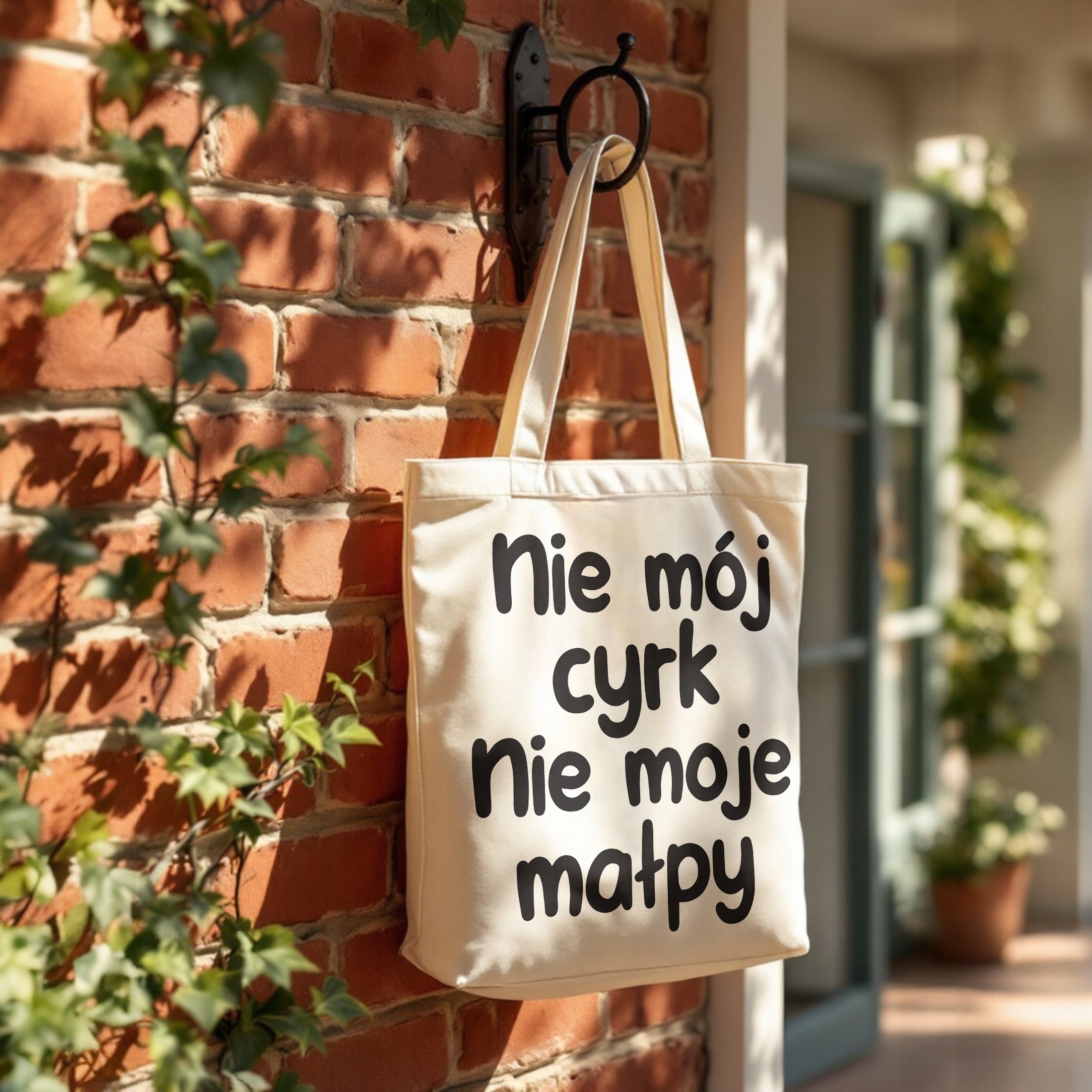 Torba bawełniana premium Nie Mój Cyrk Nie Moje Małpy Zabawny Prezent