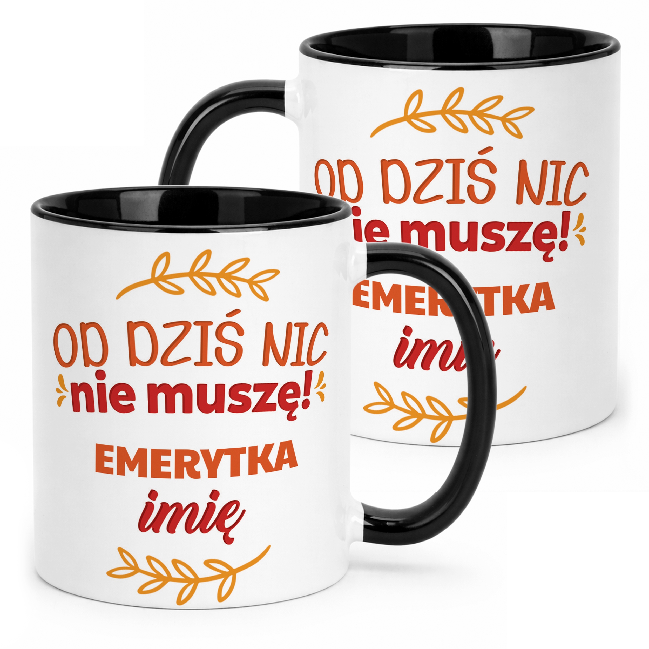 Kubek Czarny Personalizowany z okazji Emerytury Dla Emerytki Prezent