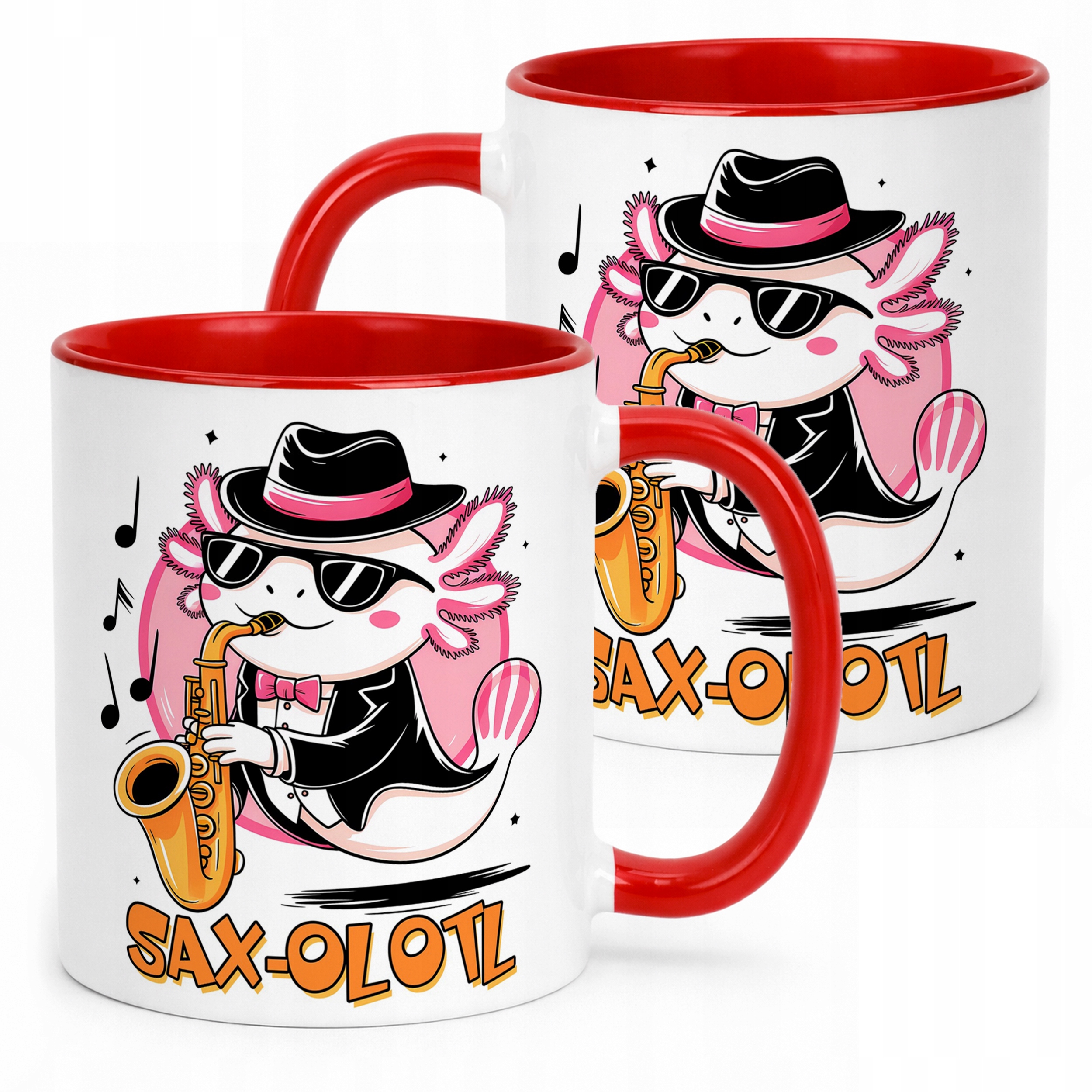 Czerwony kubek dla dzieci z grafiką Aksolotl Axolotl Mine craft