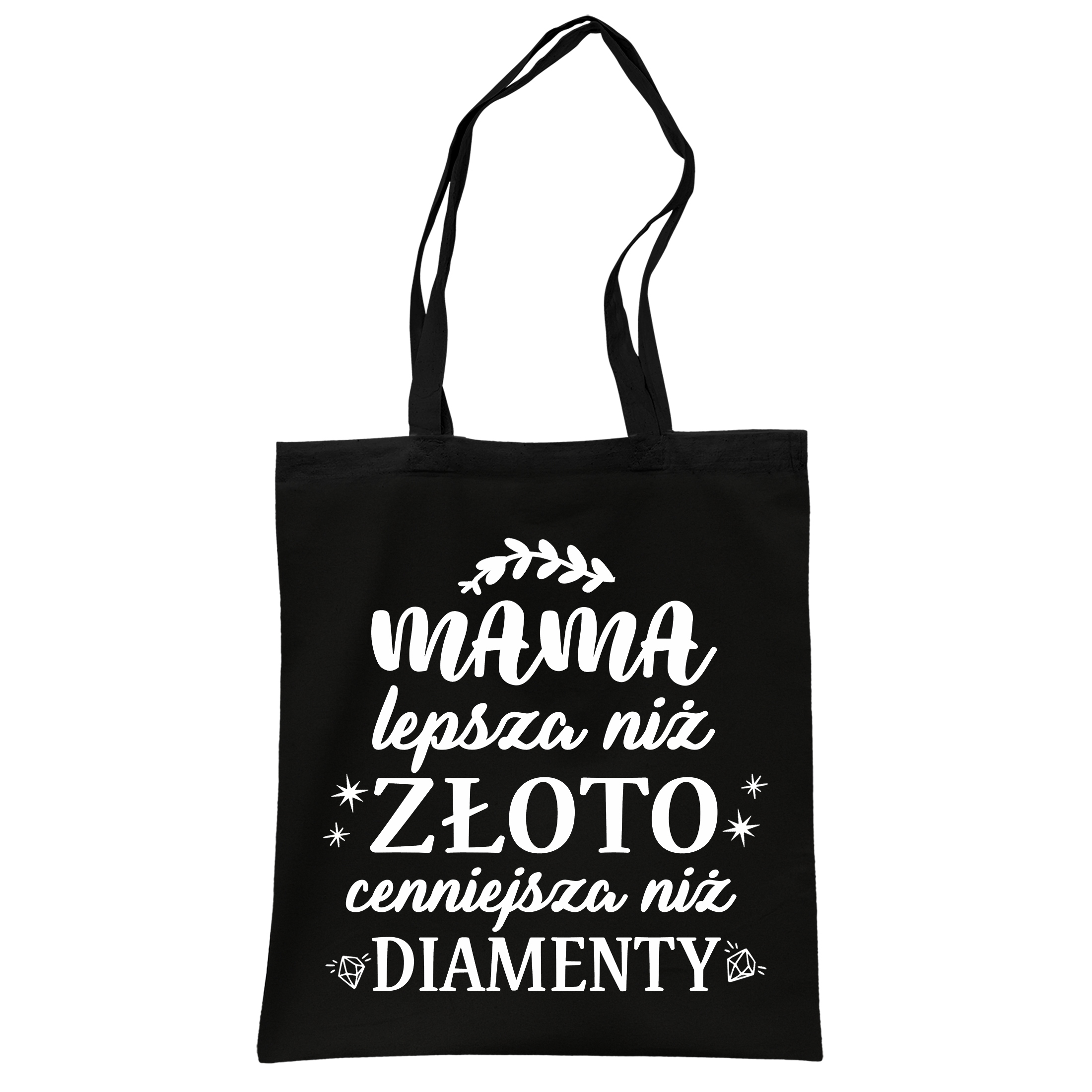 Torba bawełniana czarna na zakupy Dzień Matki Dla Mamy Prezent