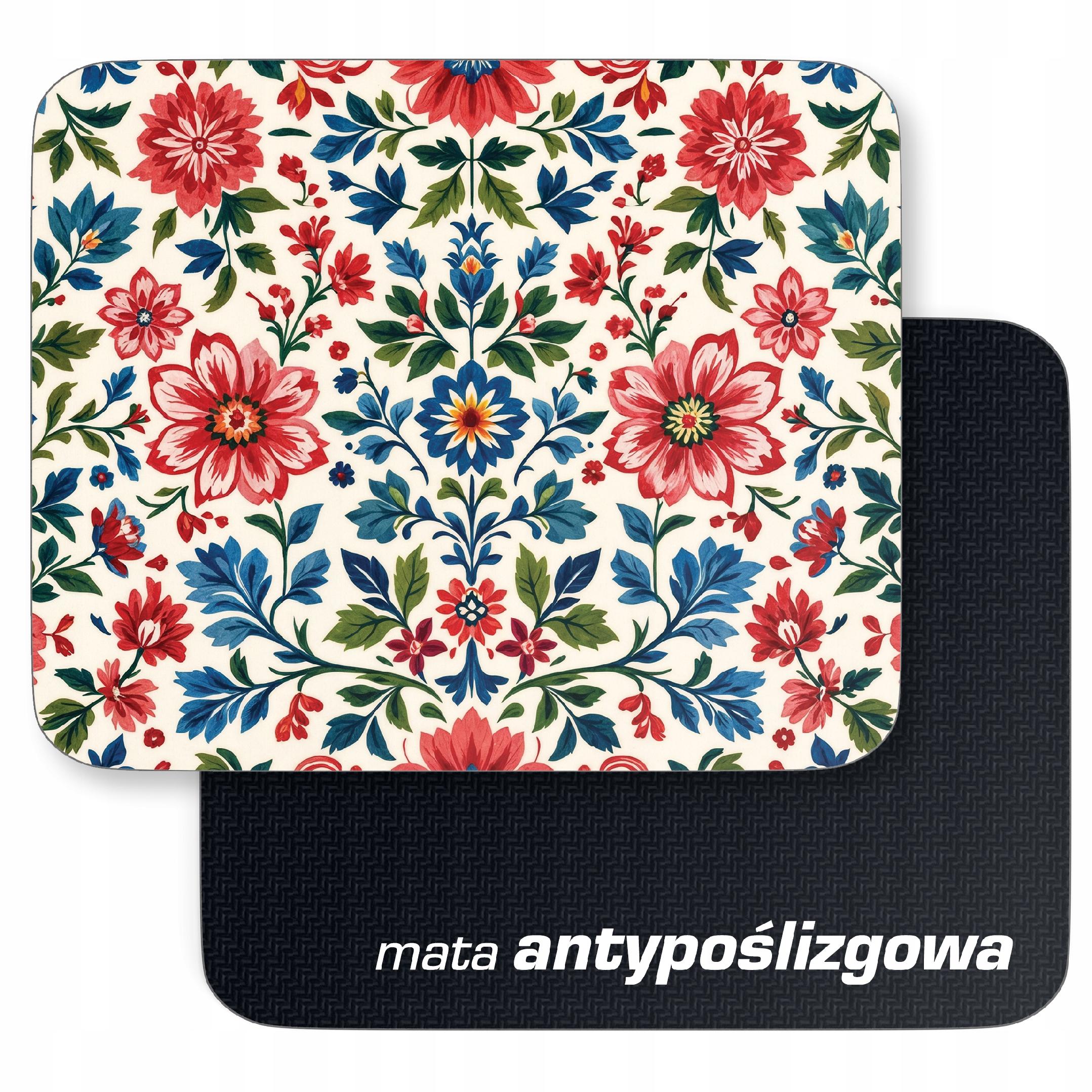 Podkładka pod mysz 22×18 cm Folklor Kwiaty Liście