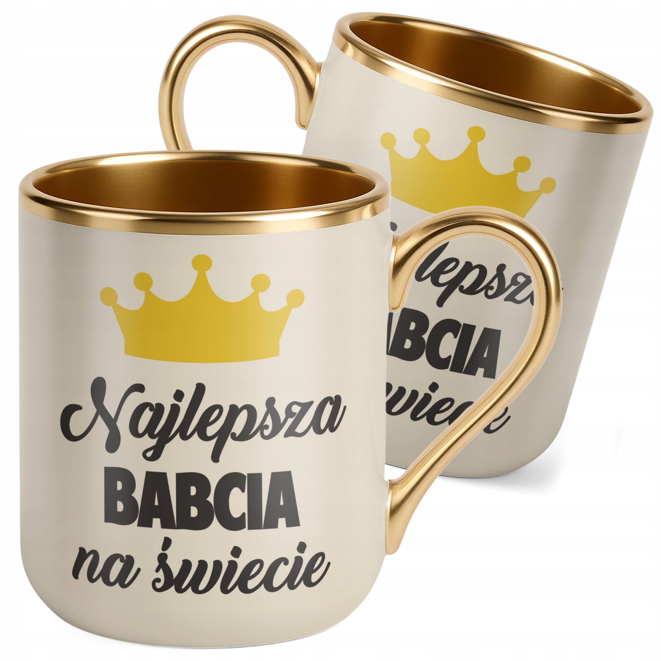 Kubek Premium Złoty Ecru Dzień Babci Dla Babci Prezent Upominek