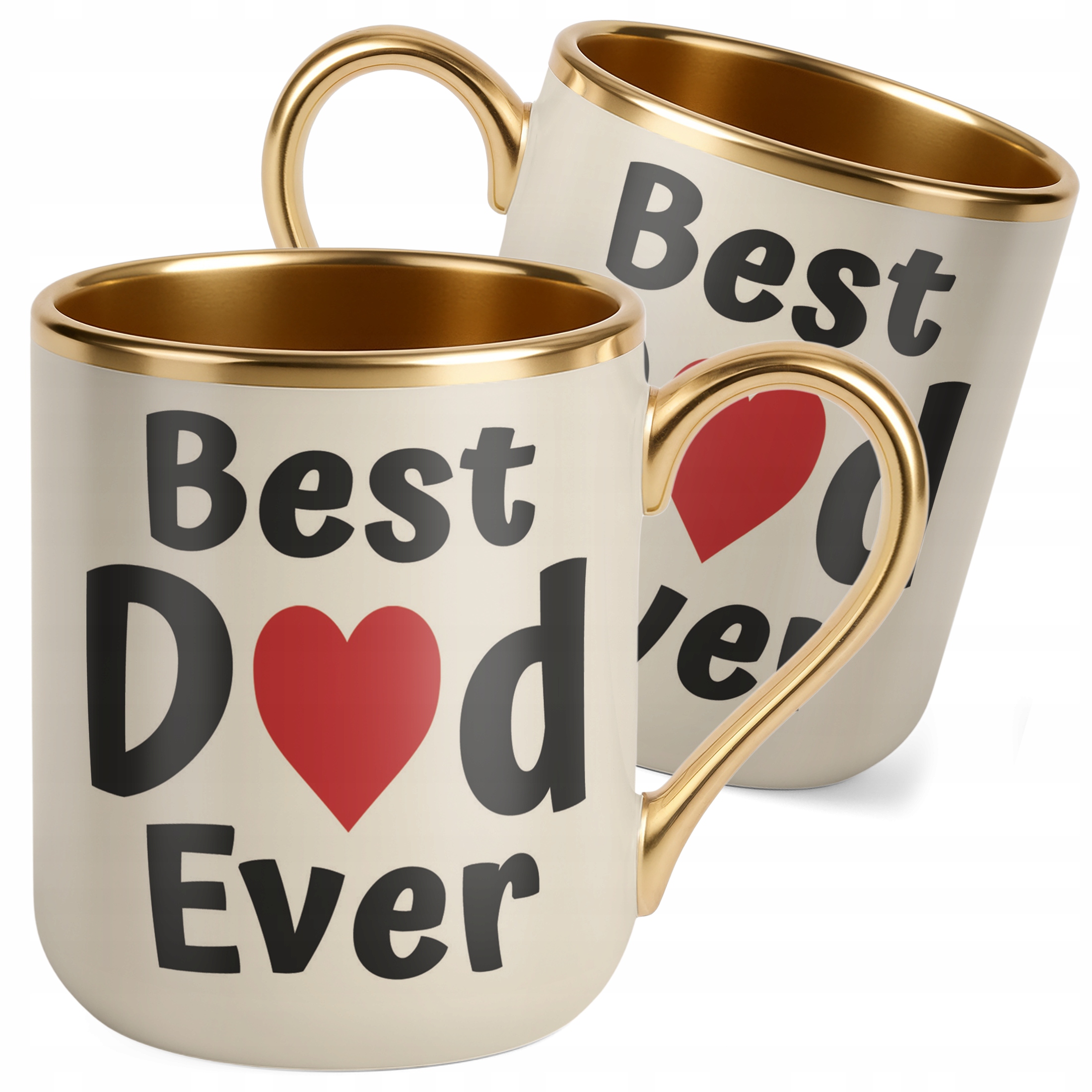 Kubek Premium Złoty Ecru Dzień Ojca Best Dad Ever Upominek Dla Taty