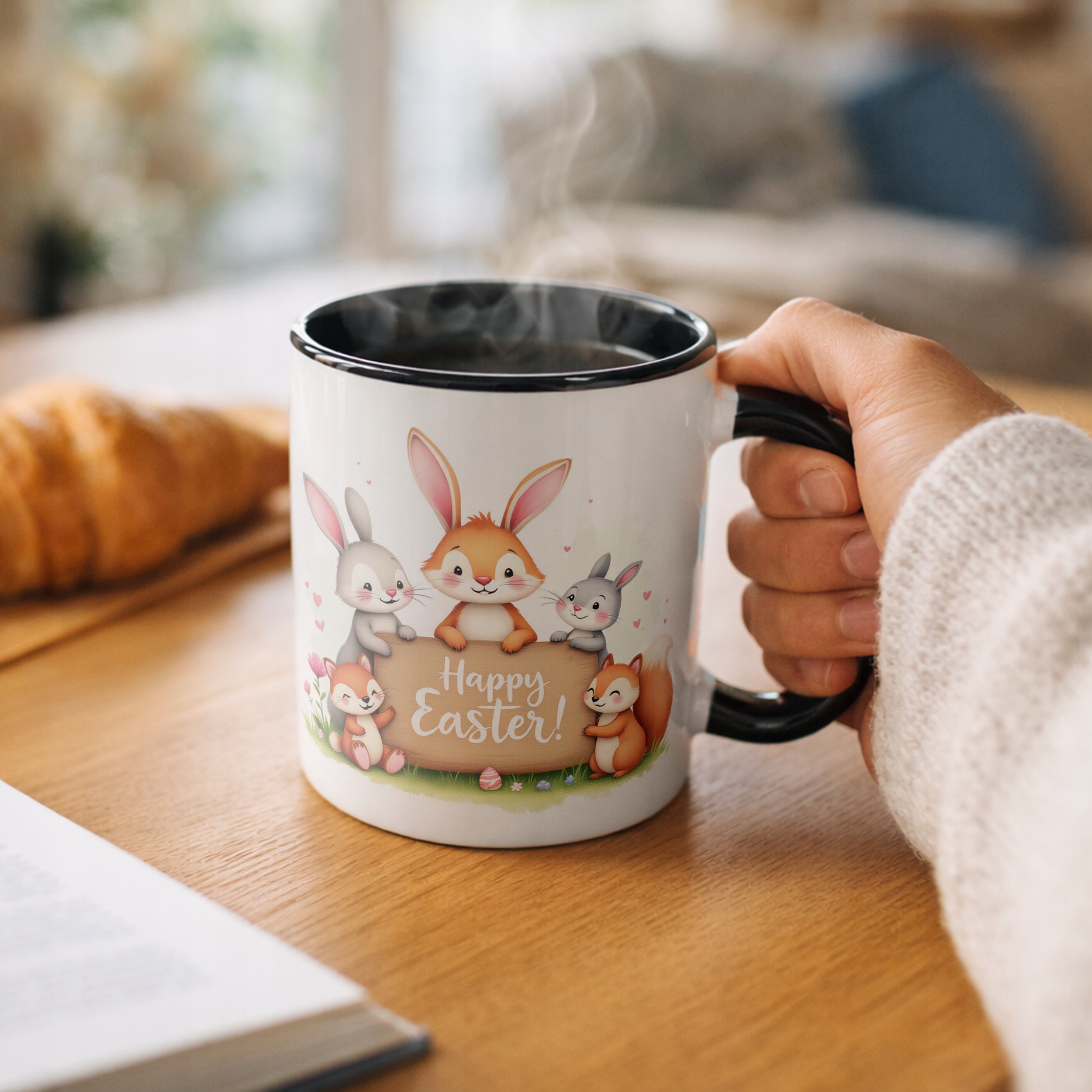 Kubek Czarny Wielkanoc Prezent Happy Easter Prezent Upominek