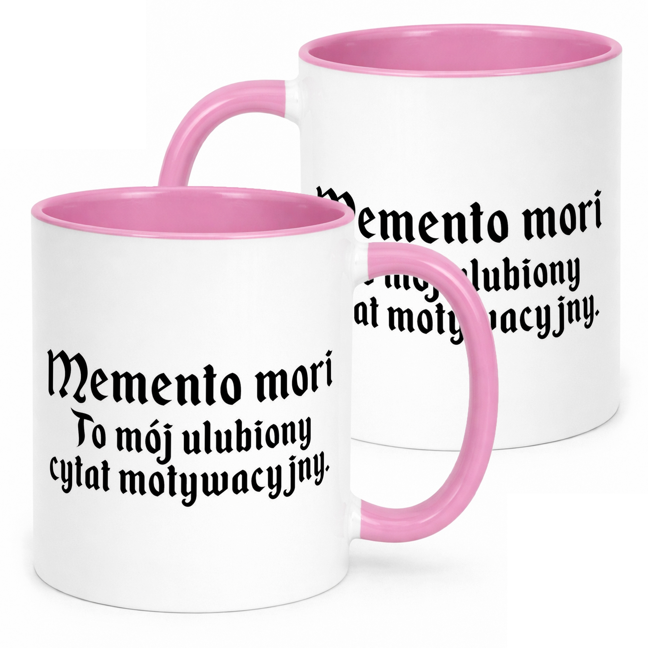 Kubek Różowy 1670 Memento Mori Cytat Motywacyjny Jakub Prezent