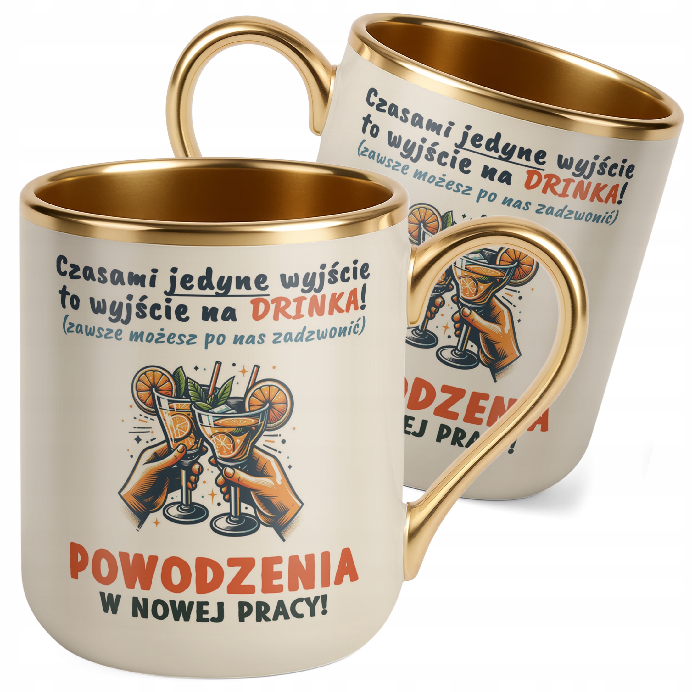 Kubek Premium Złoty Ecru Na Pożegnanie Odejście z Pracy Zabawny Prezent