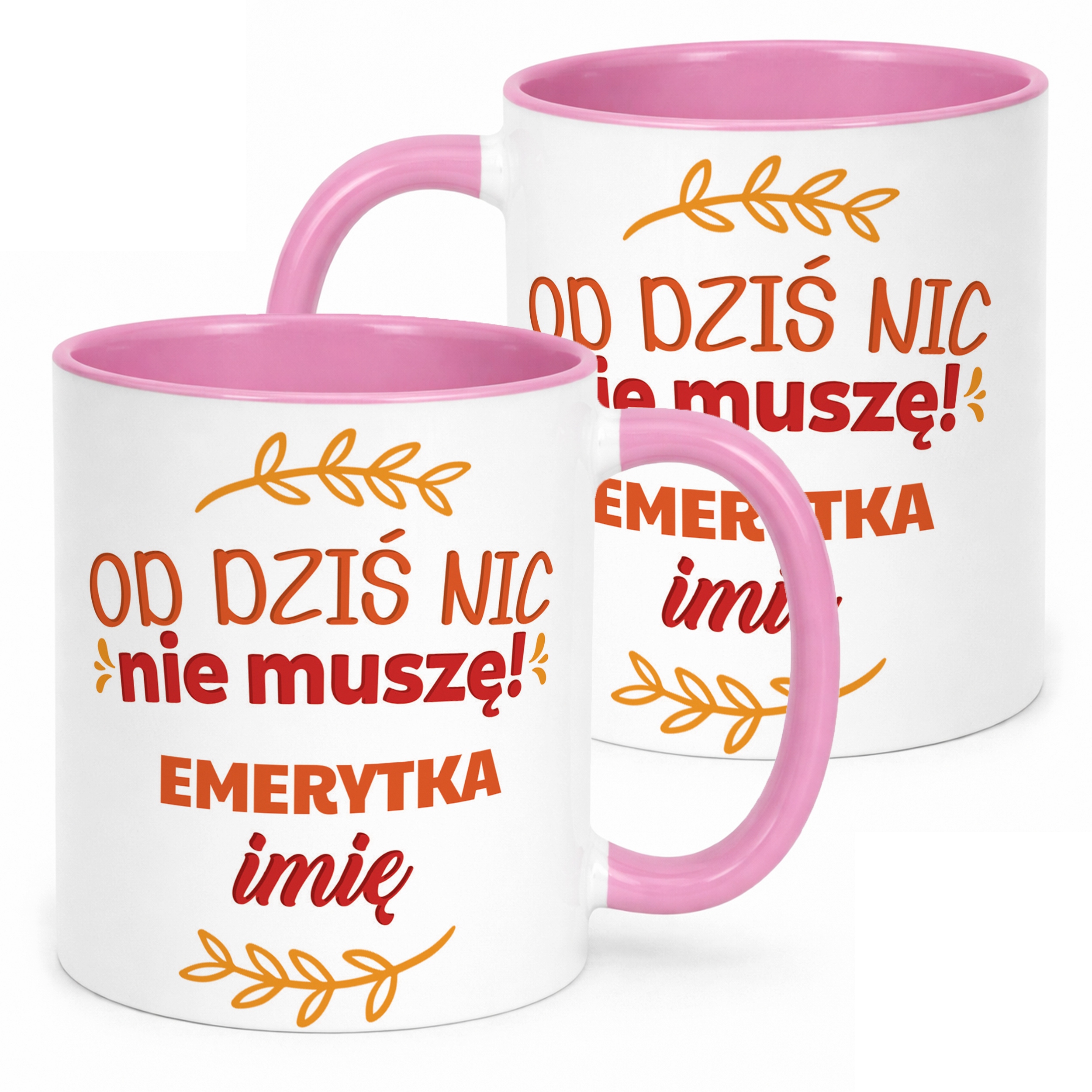Kubek Różowy Personalizowany z okazji Emerytury Dla Emerytki Prezent