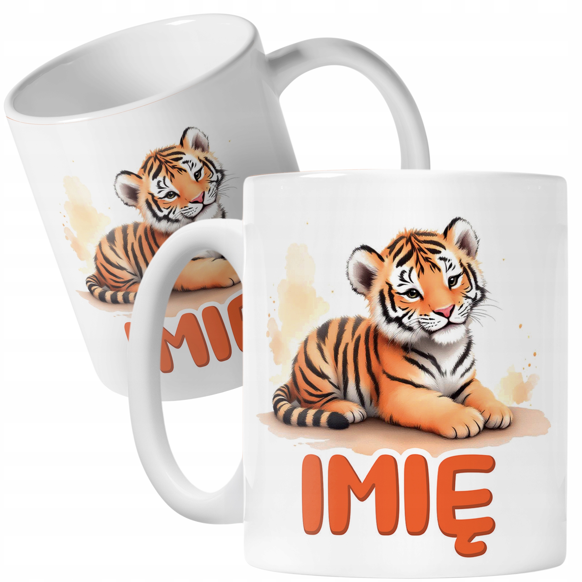 Kubek ceramiczny personalizowany Tygrys Zwierzak Słodki Dla Dzieci