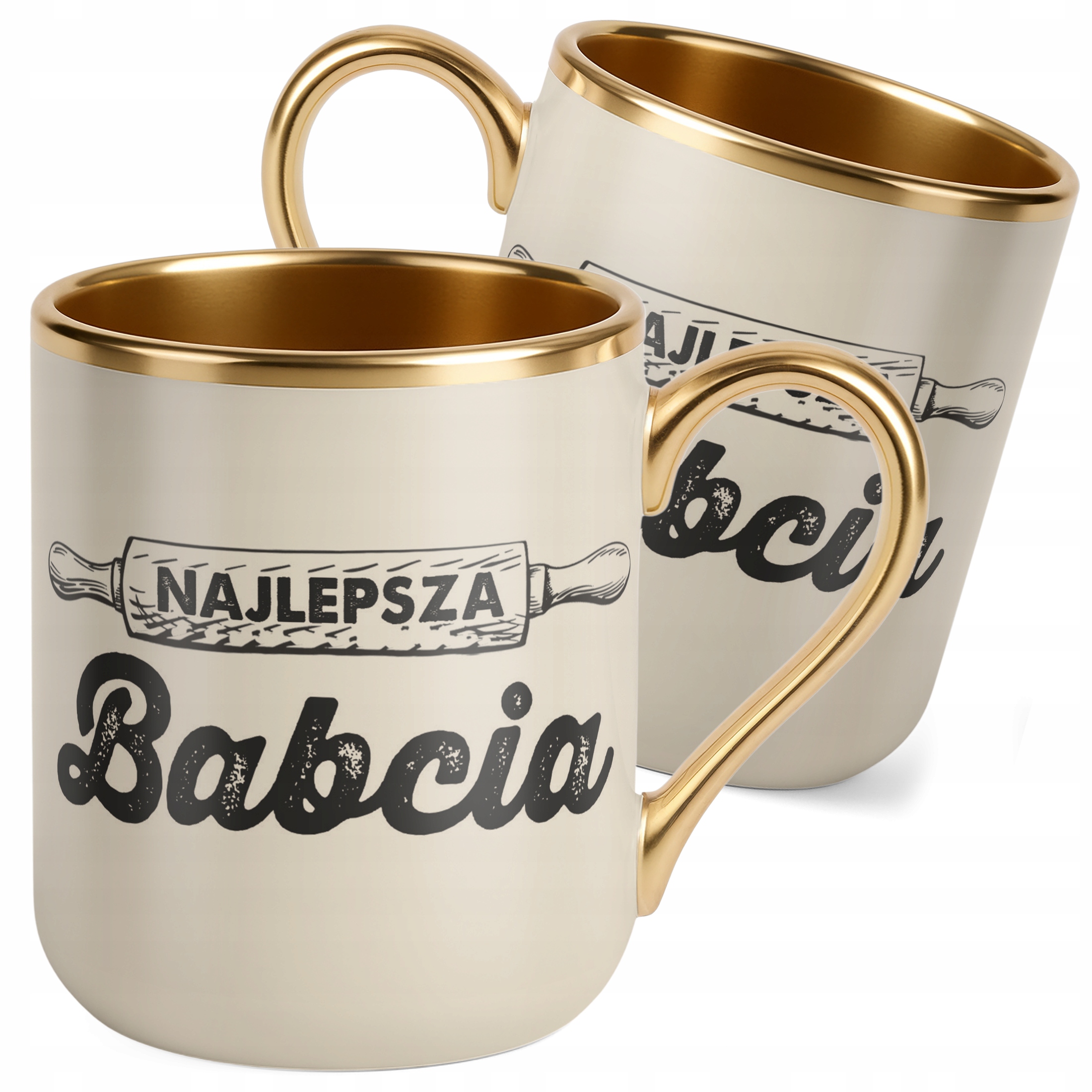 Kubek Premium Złoty Ecru Dzień Babci Dla Babci Prezent Upominek
