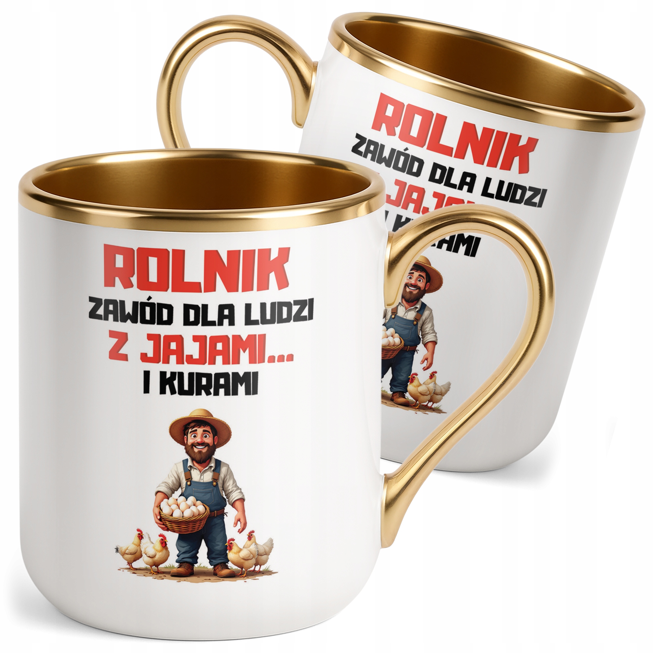 Kubek Premium Złoty Rolnik Dla Rolnika Traktor Zabawny Prezent