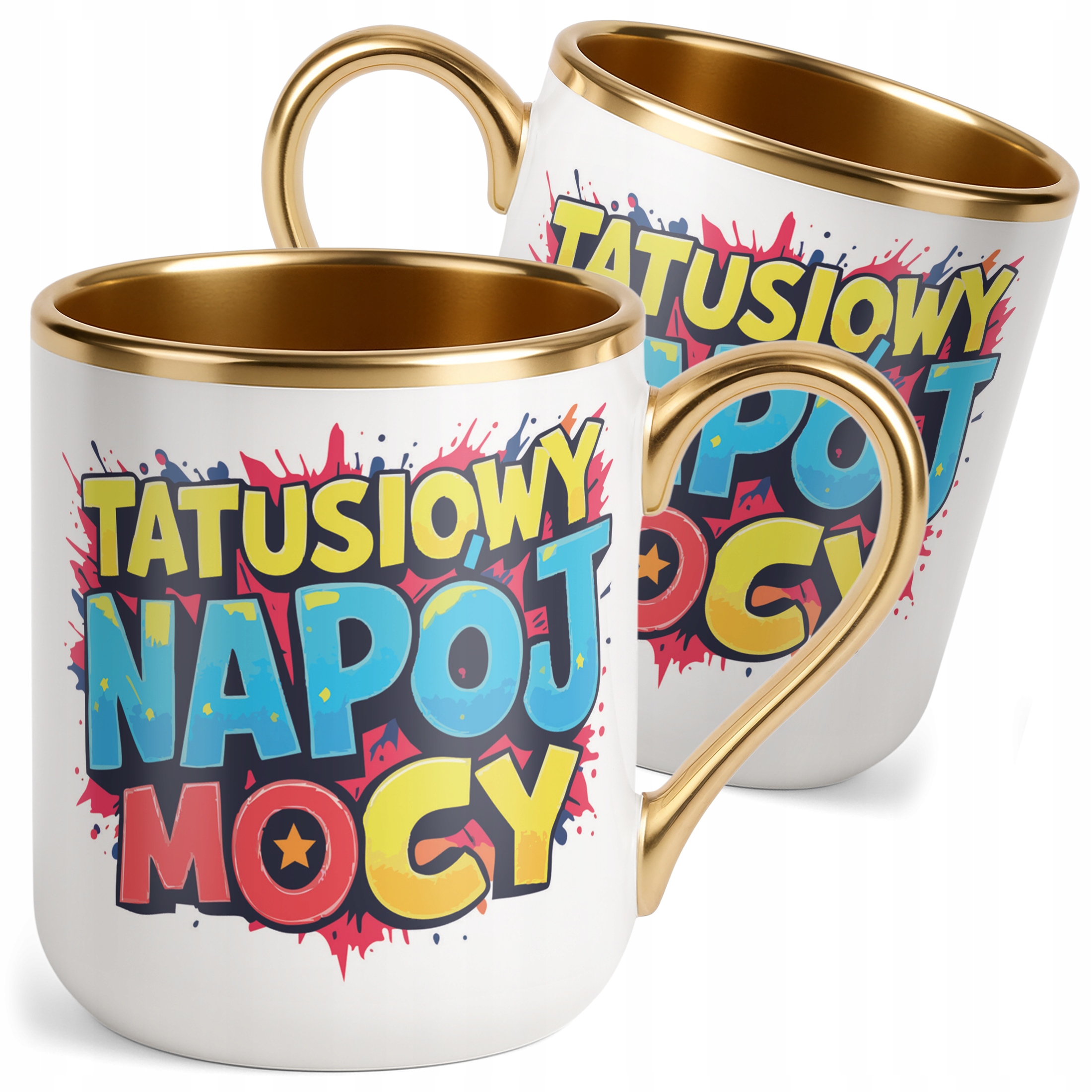 Kubek Premium Złoty Dzień Ojca Dla Taty Tatusiowy Napój Mocy Prezent