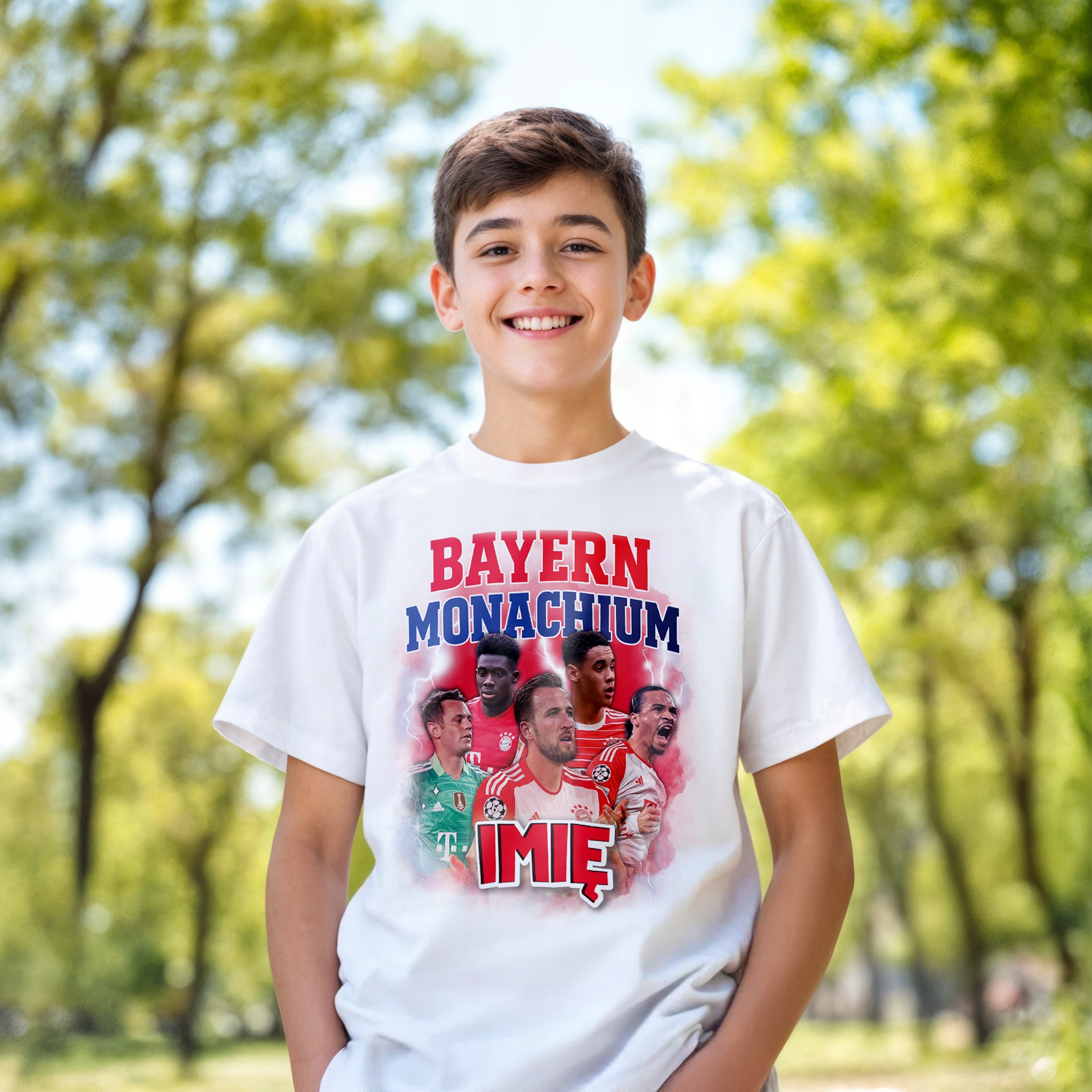 Koszulka personalizowana biała dziecięca Bayern Monachium