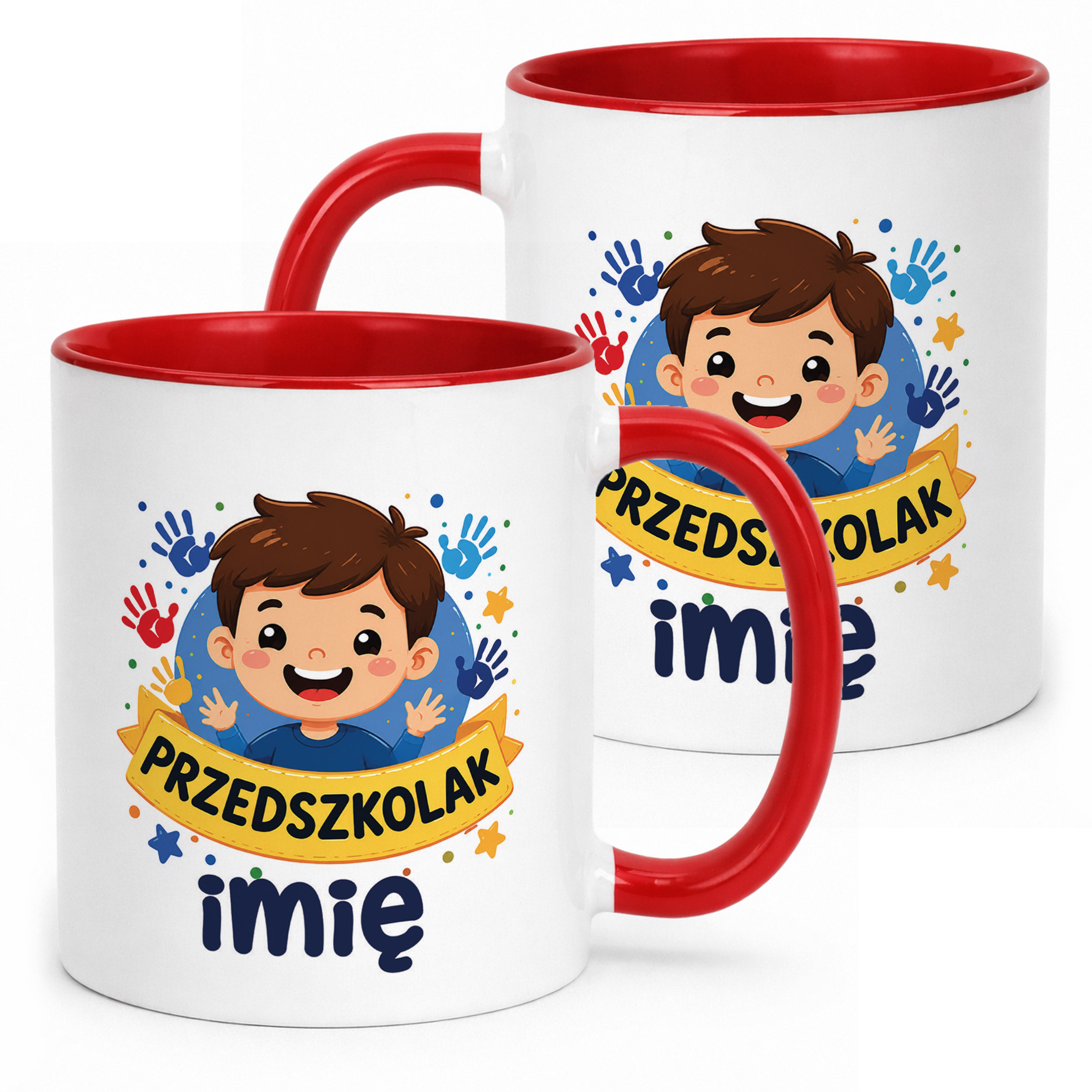 Kubek Czerwony z nadrukiem personalizowany Przedszkolak Szkoła Dla Dzieci