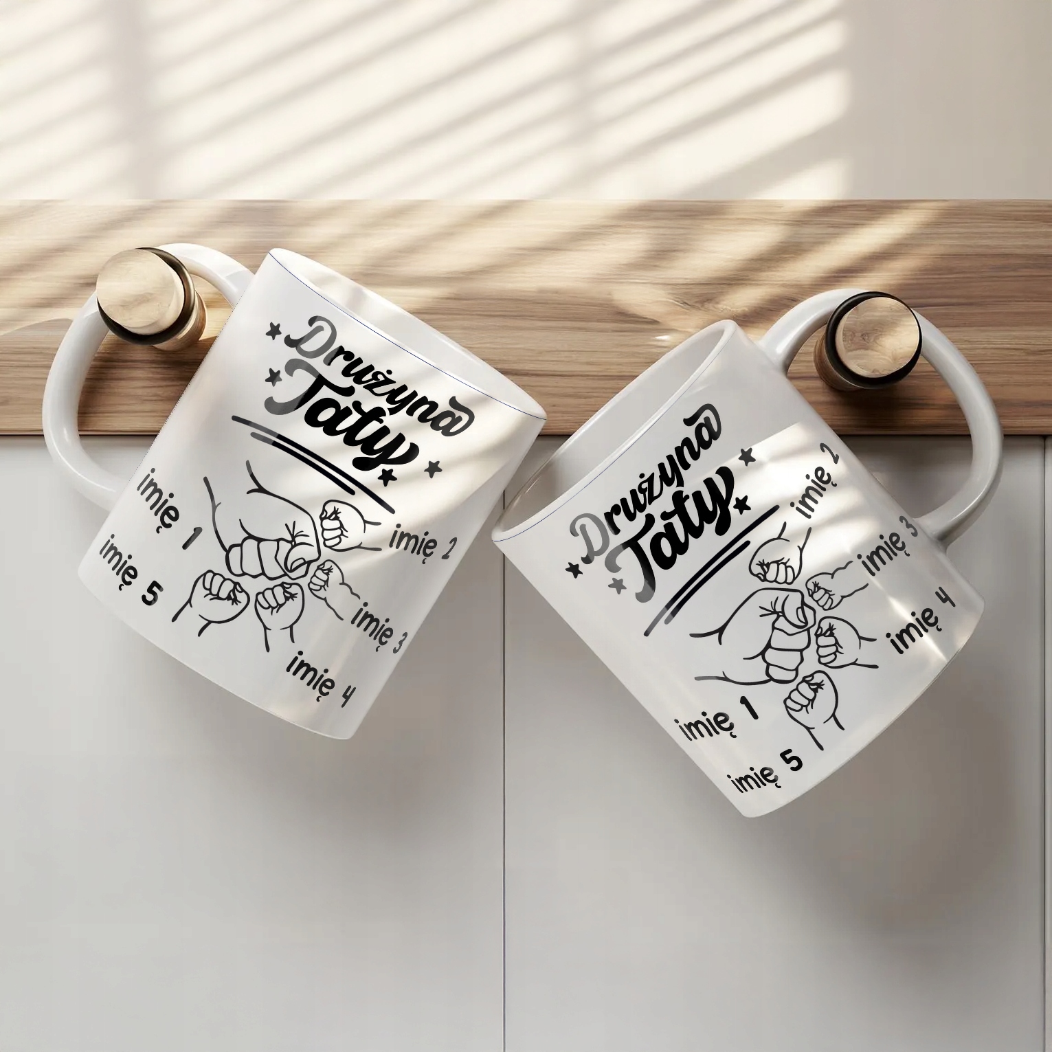 Kubek ceramiczny Personalizowany Dzień Ojca Najlepsza Drużyna 4 Dzieci