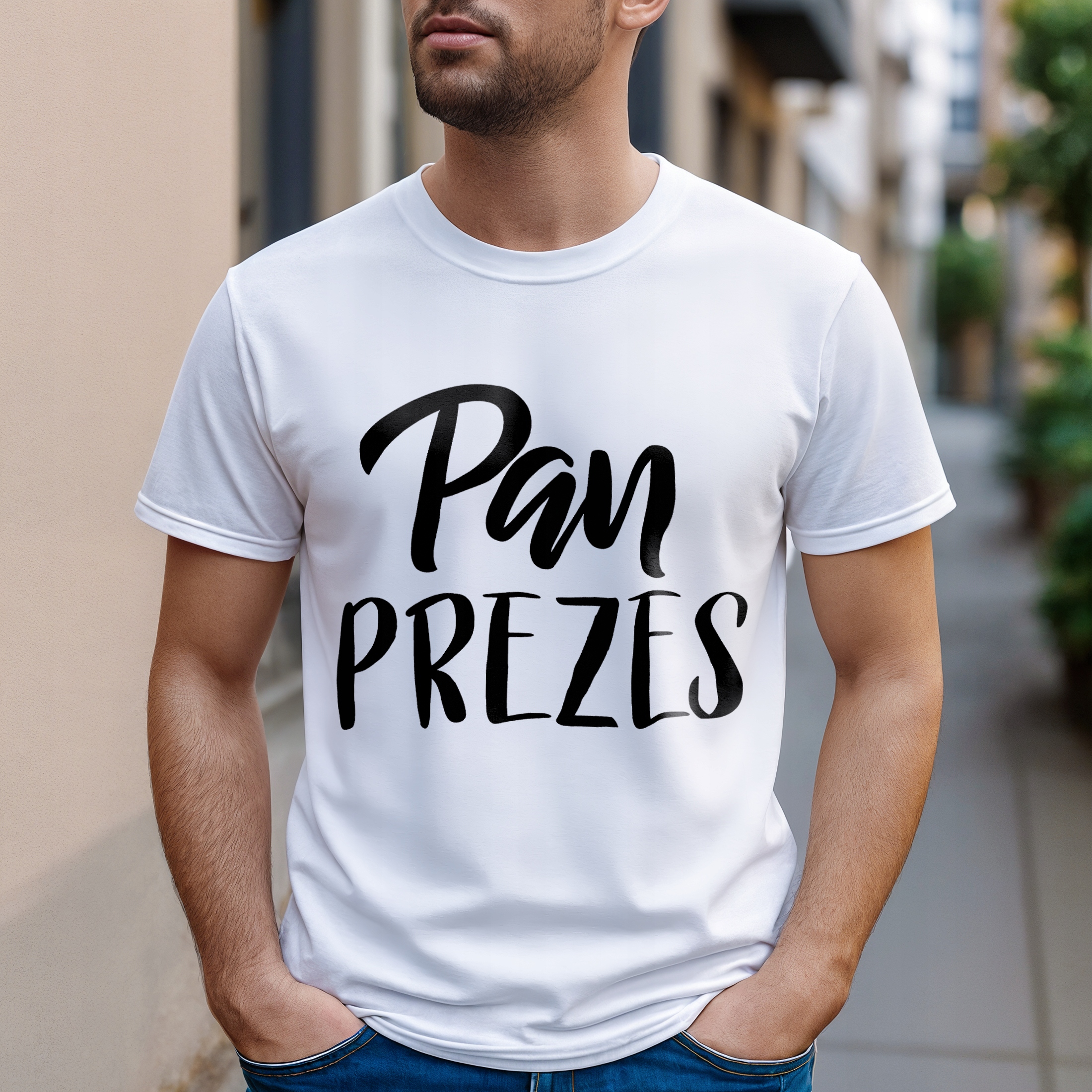 Koszulka biała męska Pan Prezes Zabawny Prezent r. 3XL