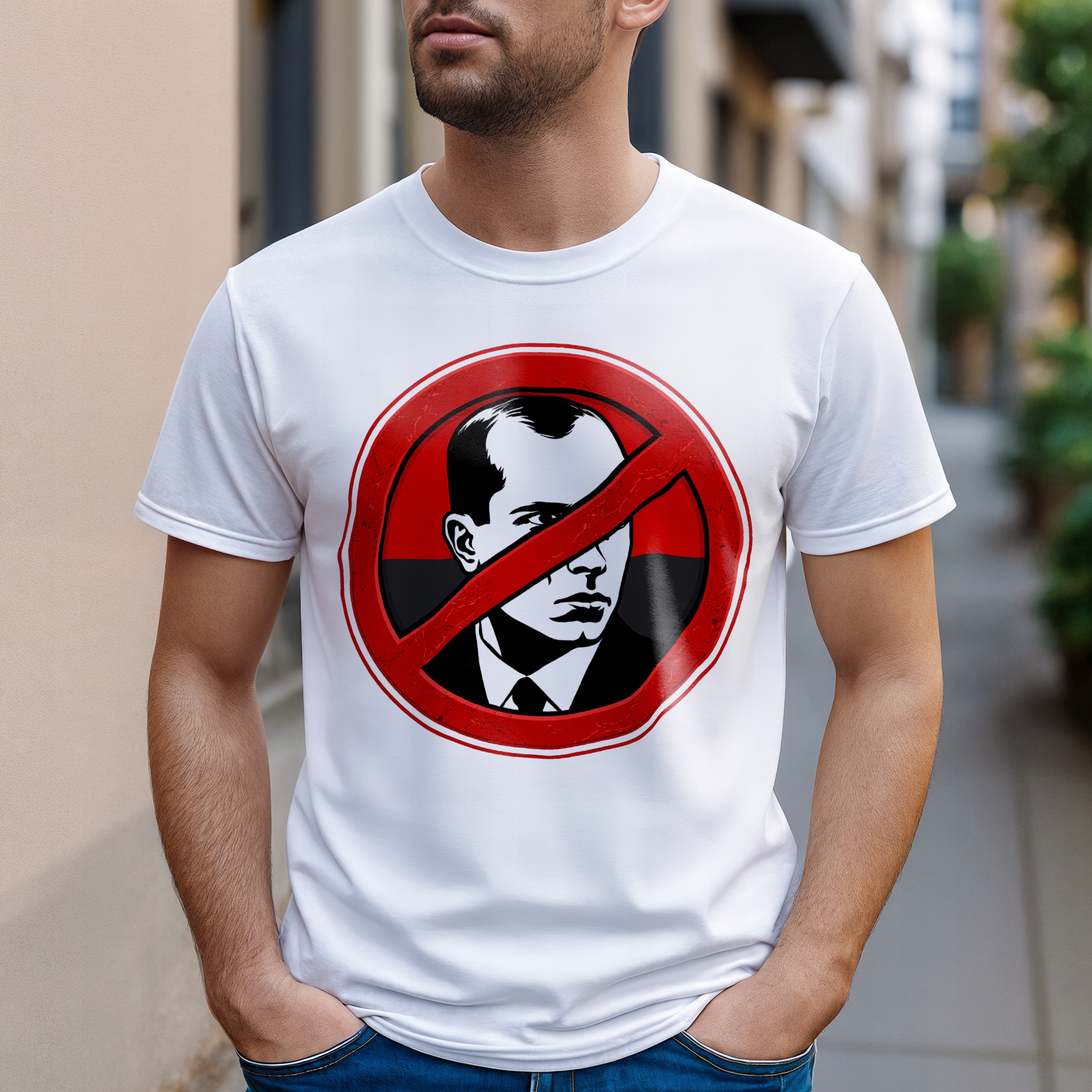 Koszulka biała męska Anty Bandera Anty UPA Patriotyczna Wołyń OUN r. 3XL