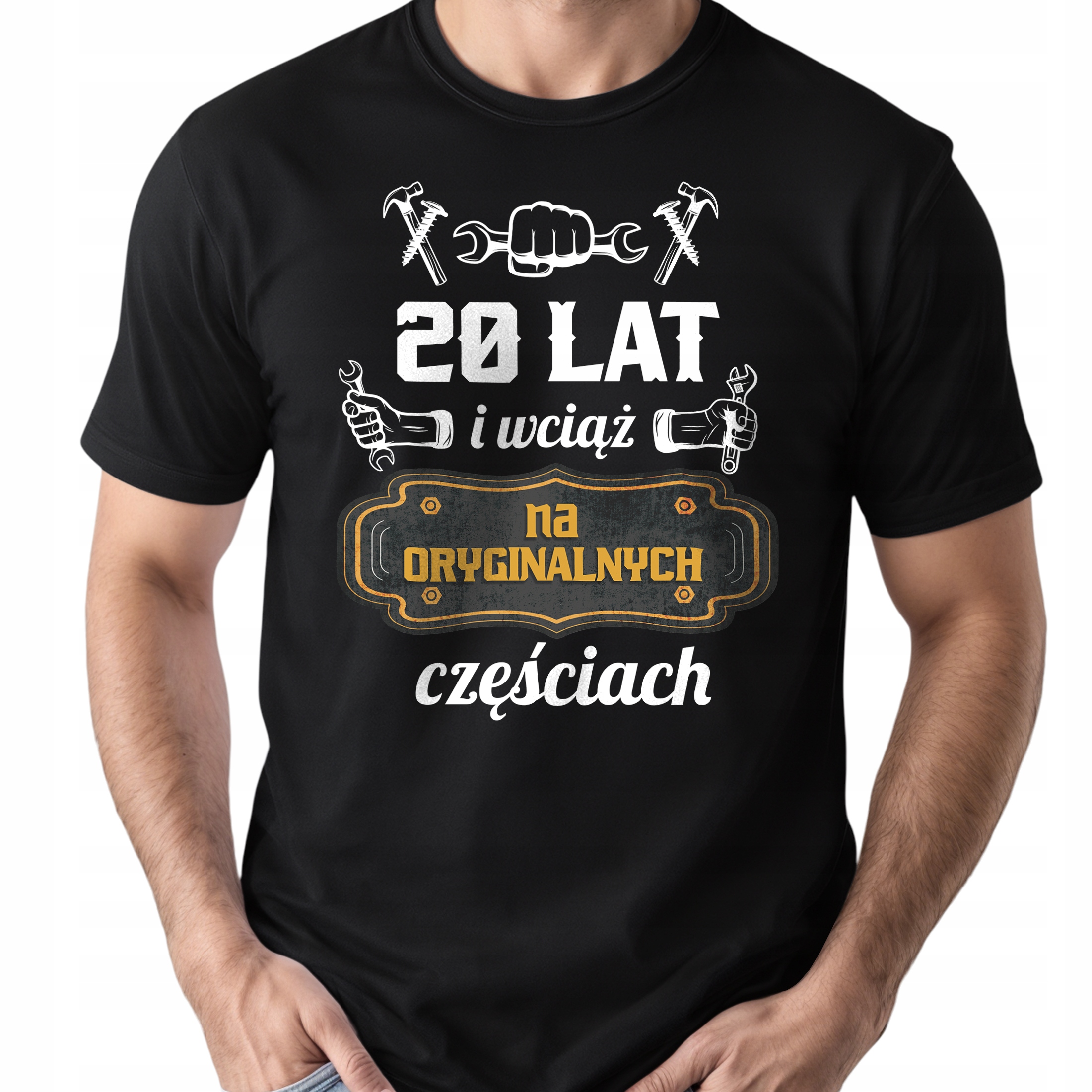Koszulka czarna męska 20 Urodziny Wciąż Na Oryginalnych Częściach r. 3XL