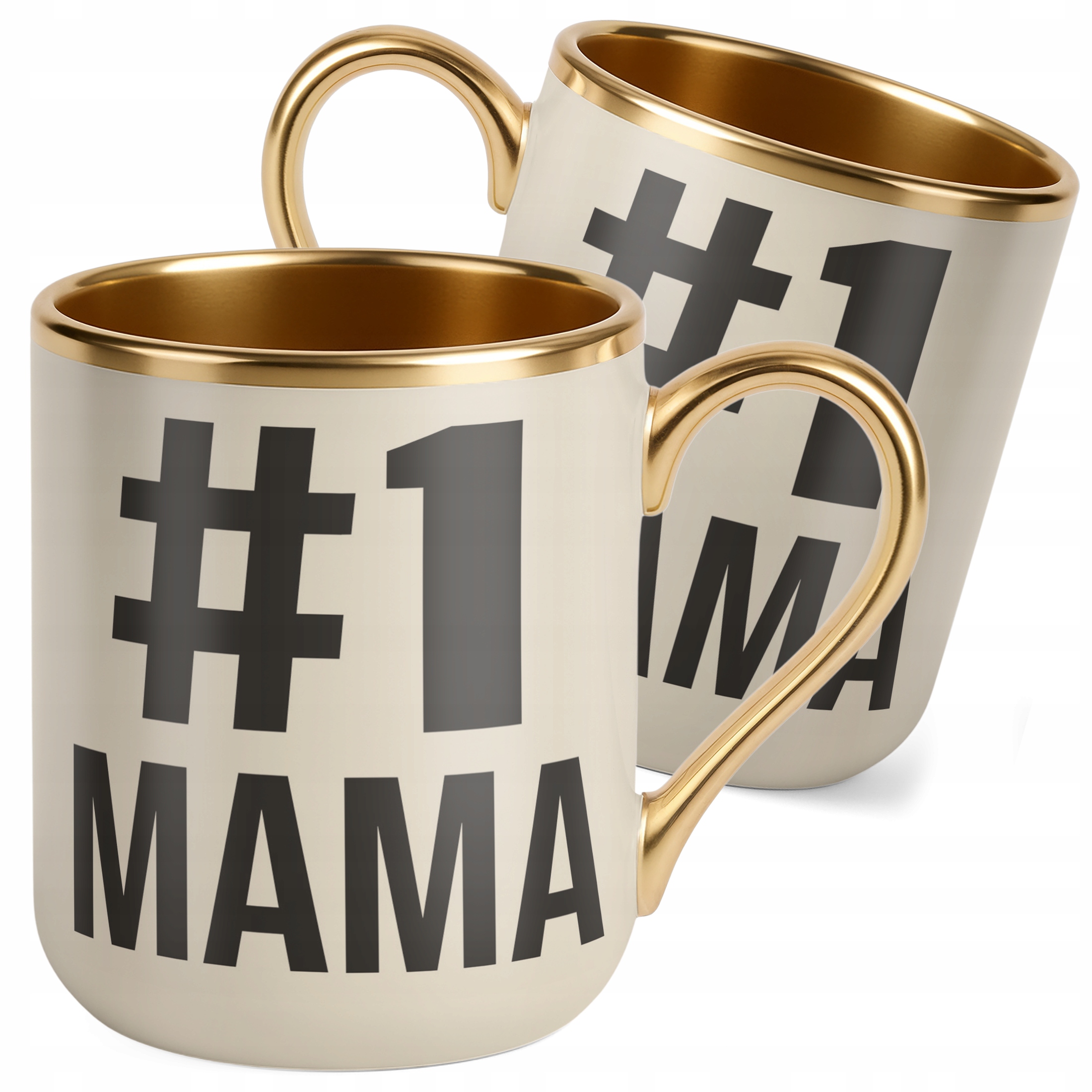 Kubek Premium Złoty Ecru Dzień Matki 1# MAMA Prezent Upominek Dla Mamy