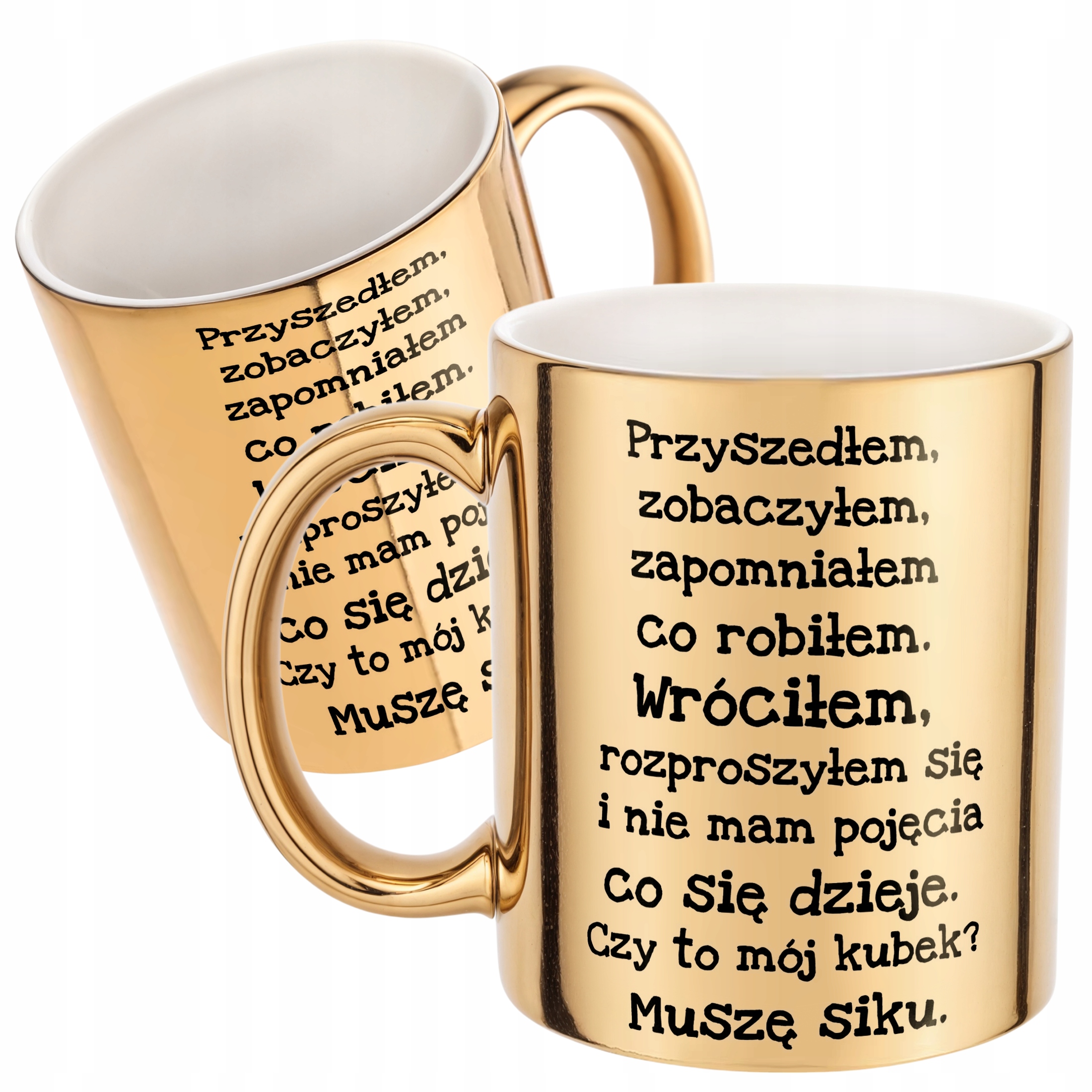 Złoty kubek Przyszedłem Zobaczyłem Zapomniałem Zabanwy Prezent