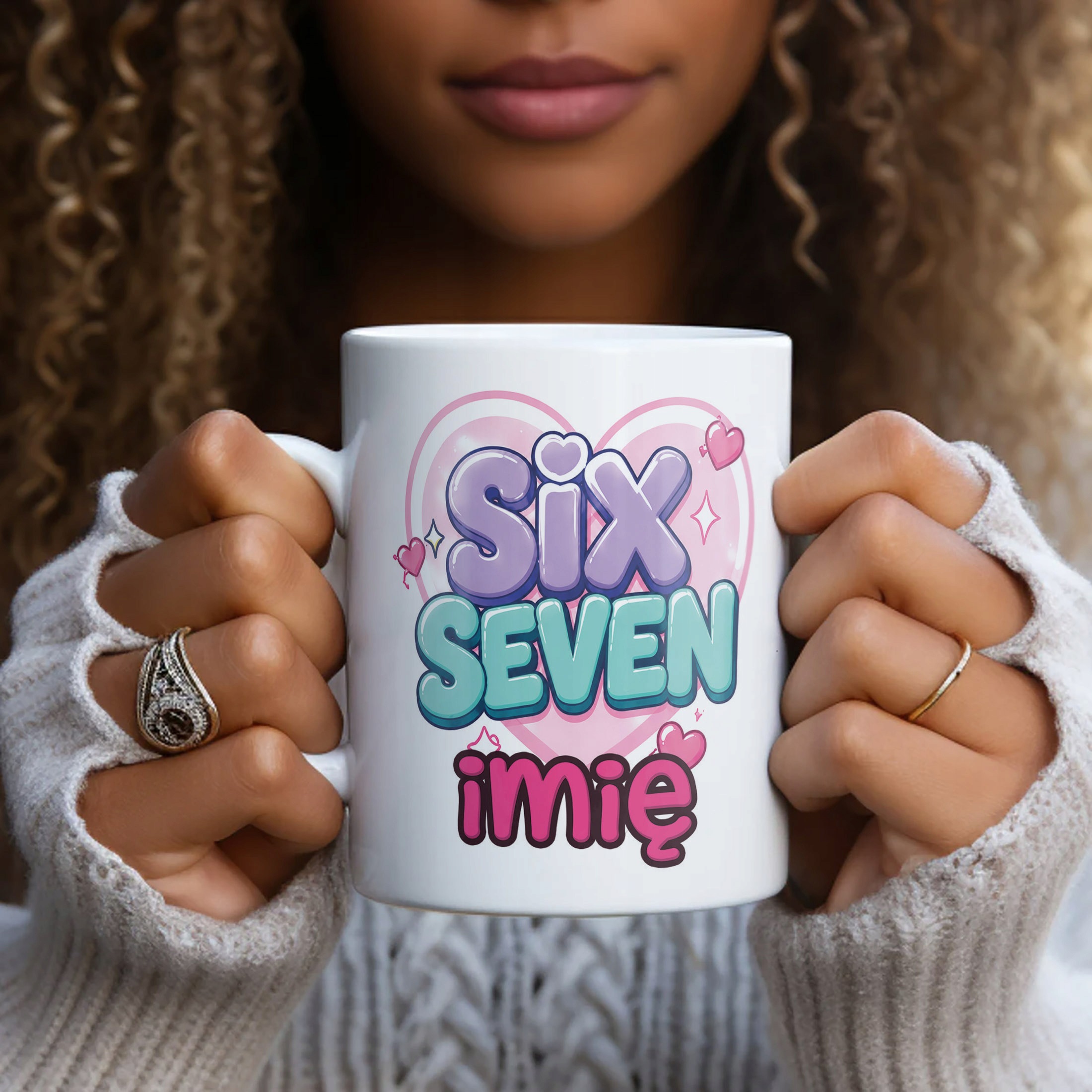 Biały Kubek z nadrukiem personalizowany SIX SEVEN Dla Dzieci Prezent