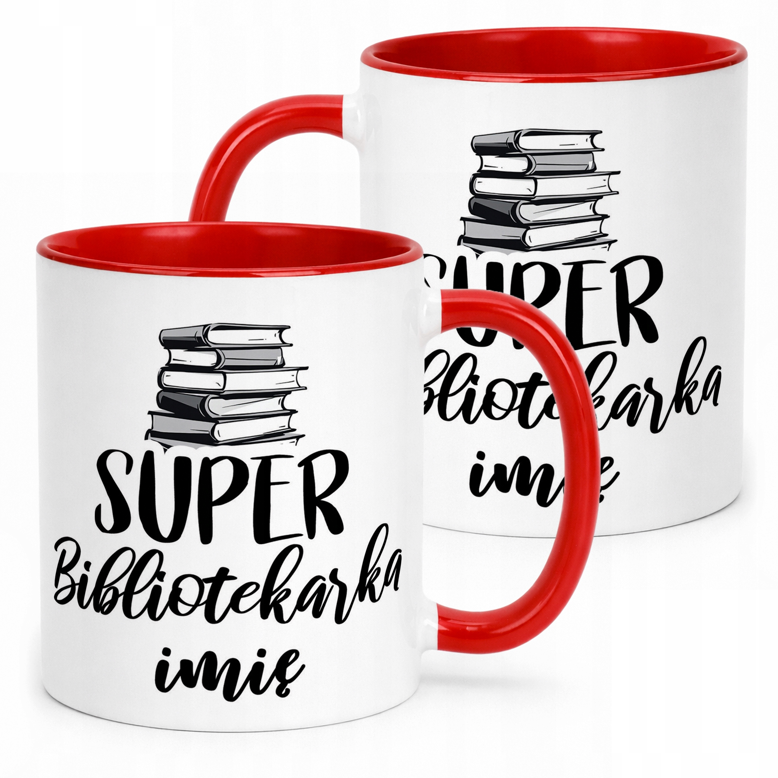 Kubek Czerwony Personalizowany Super Bibliotekarka Prezent Upominek