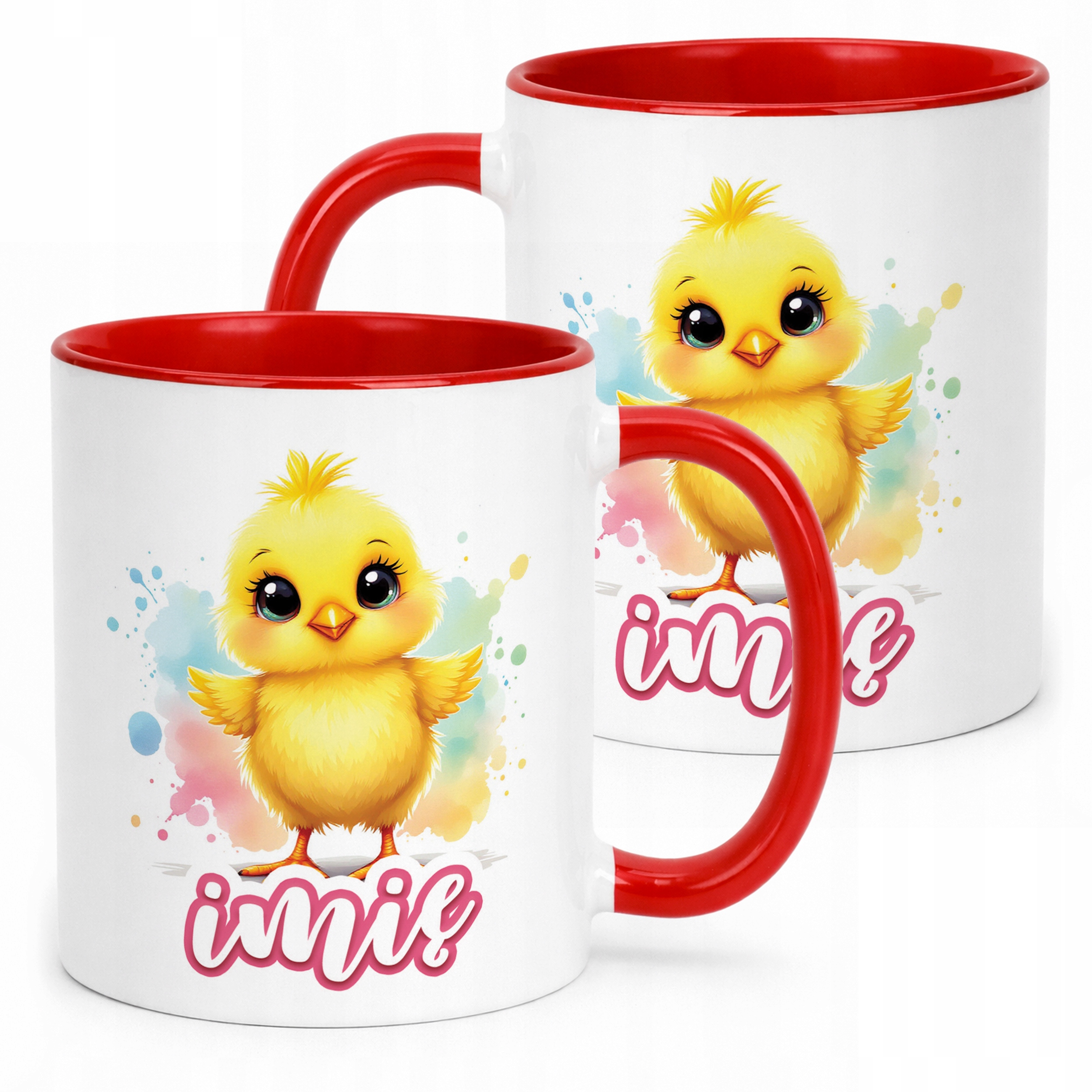 Kubek Czerwony Personalizowany Wielkanoc Prezent Kurczak Wiosna