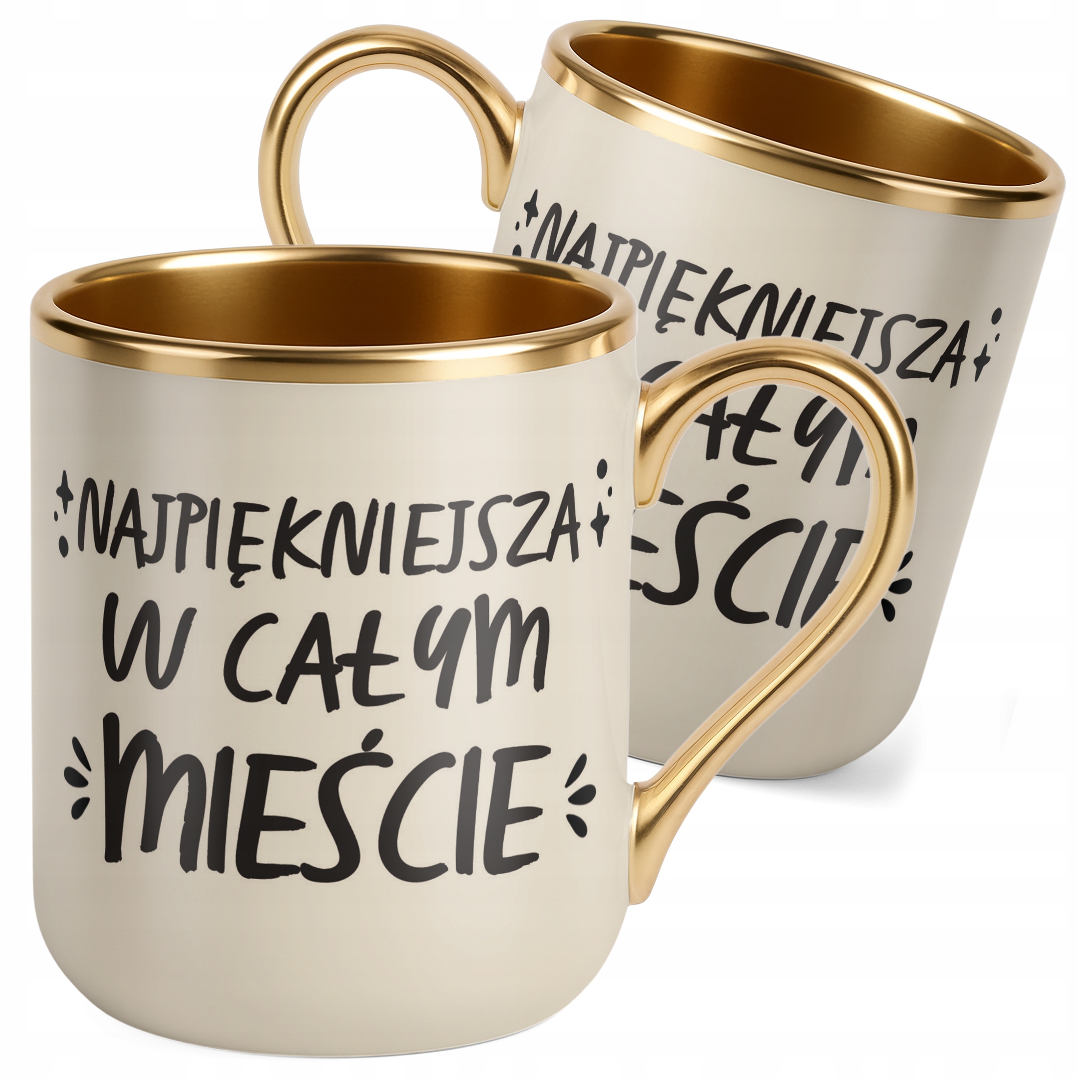 Kubek Premium Złoty Ecru Personalizowany Dzień Kobiet Zabawny
