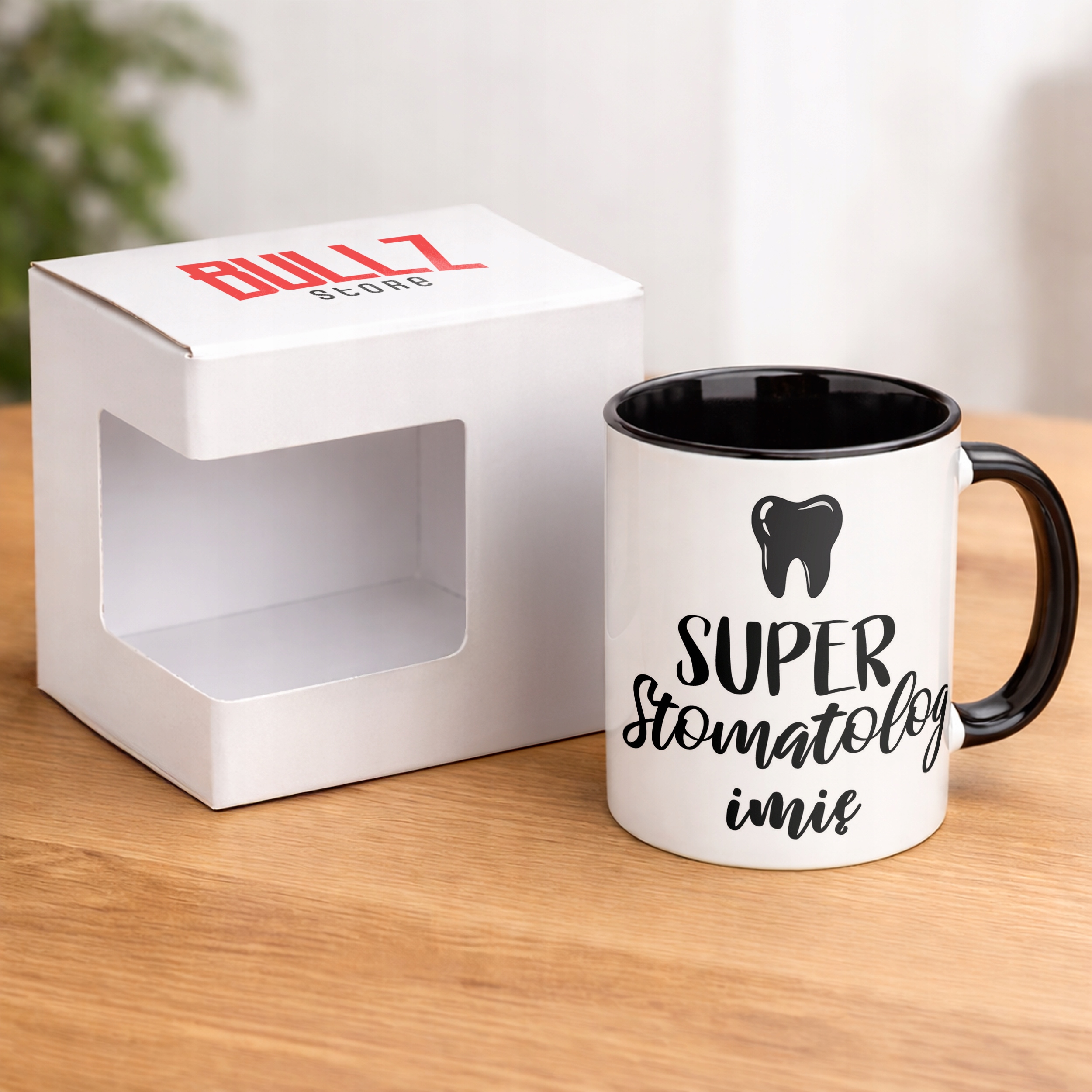 Kubek Czarny Personalizowany Super Stomatolog Prezent Upominek