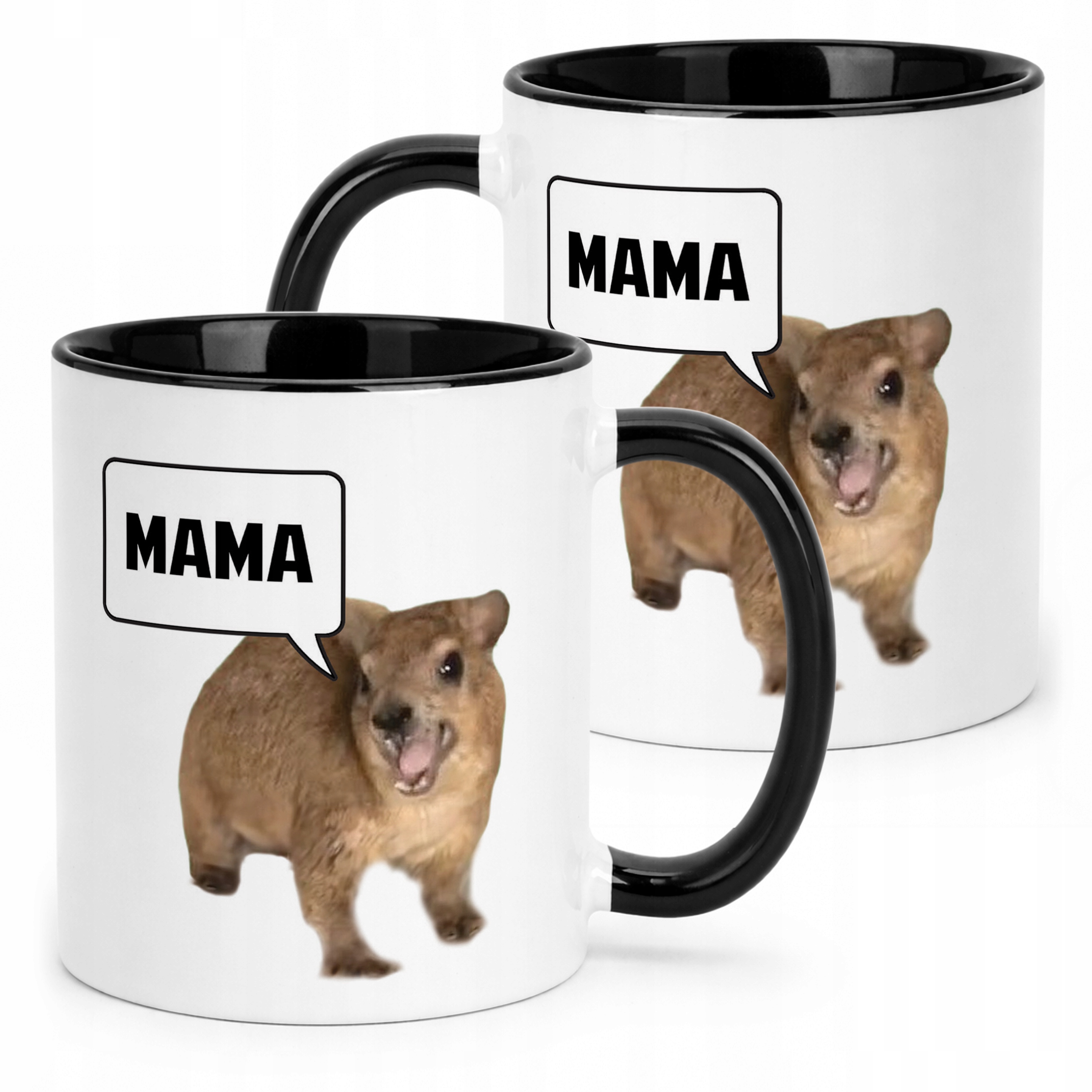 Kubek Czarny MAMA MAMA MAMAA Tiktok Viral Zwierzę Memy